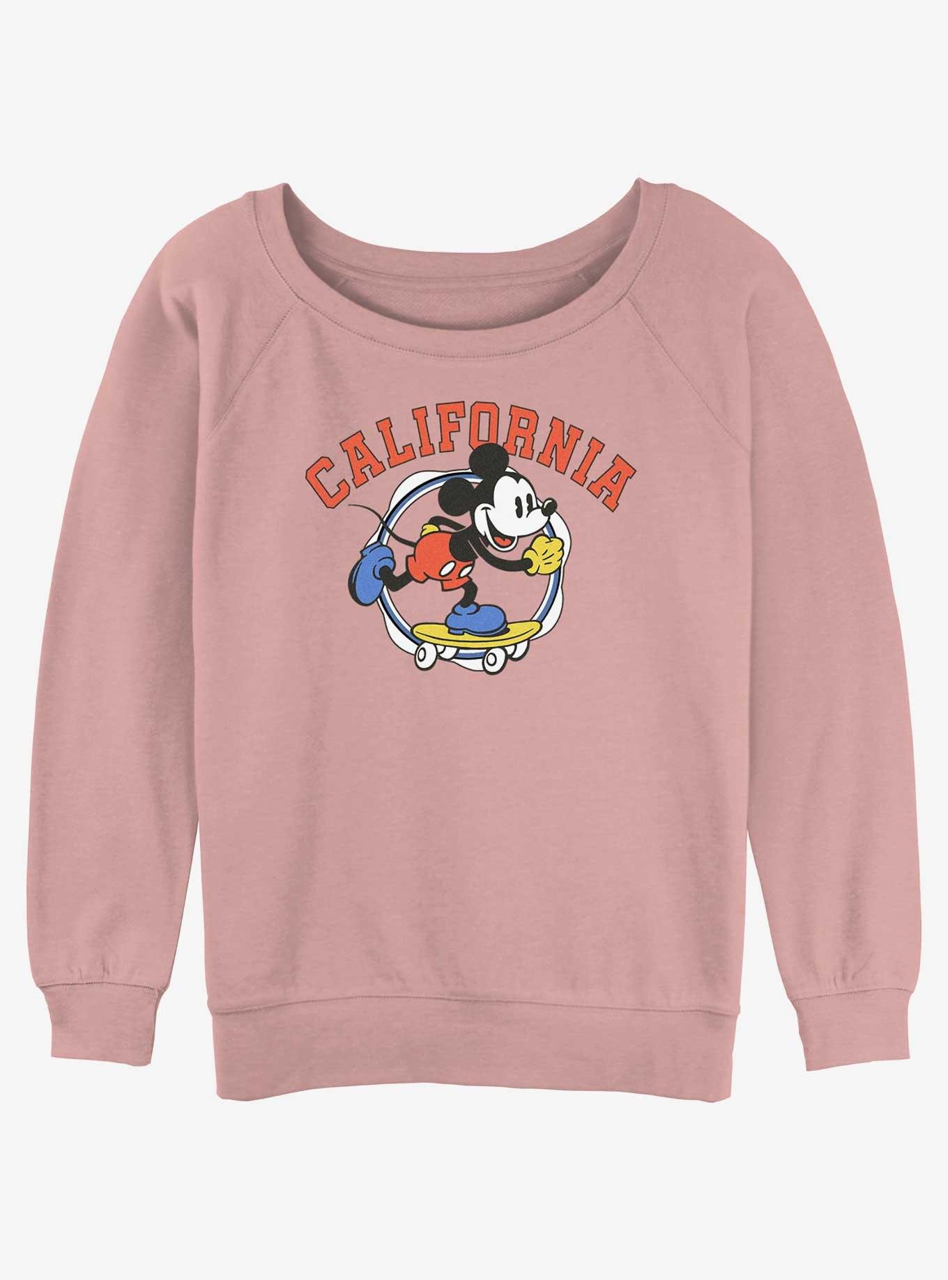 Disney Mickey Mouse Skate California Womens Slouchy Sweatshirt, DESERTPNK, hi-res