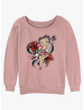 Betty Boop Cutie Rose Tattoo Womens Slouchy Sweatshirt, , hi-res