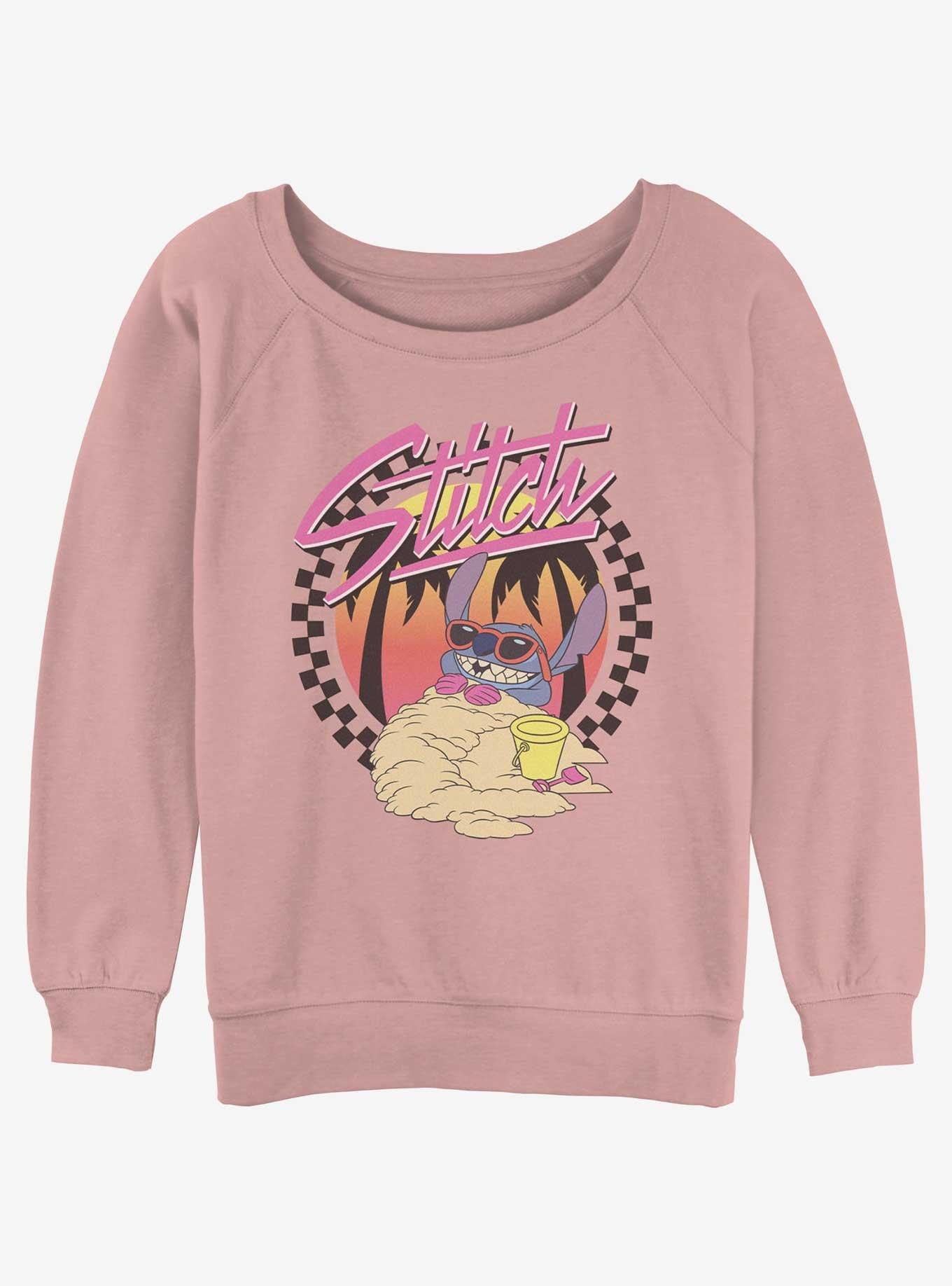 Disney Lilo & Stitch Cool Sunset Womens Slouchy Sweatshirt, DESERTPNK, hi-res