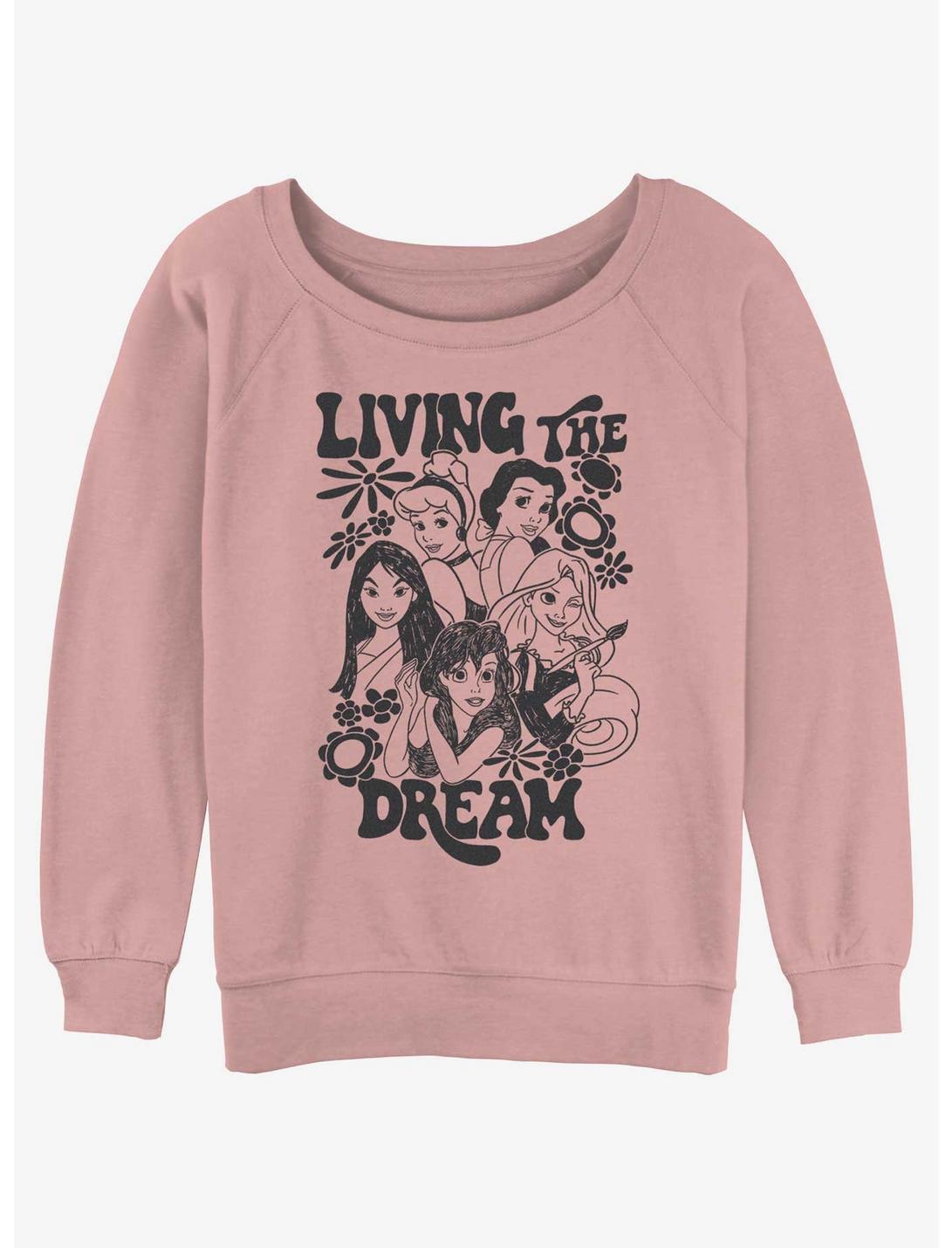Disney Princesses Living The Dream Womens Slouchy Sweatshirt, DESERTPNK, hi-res