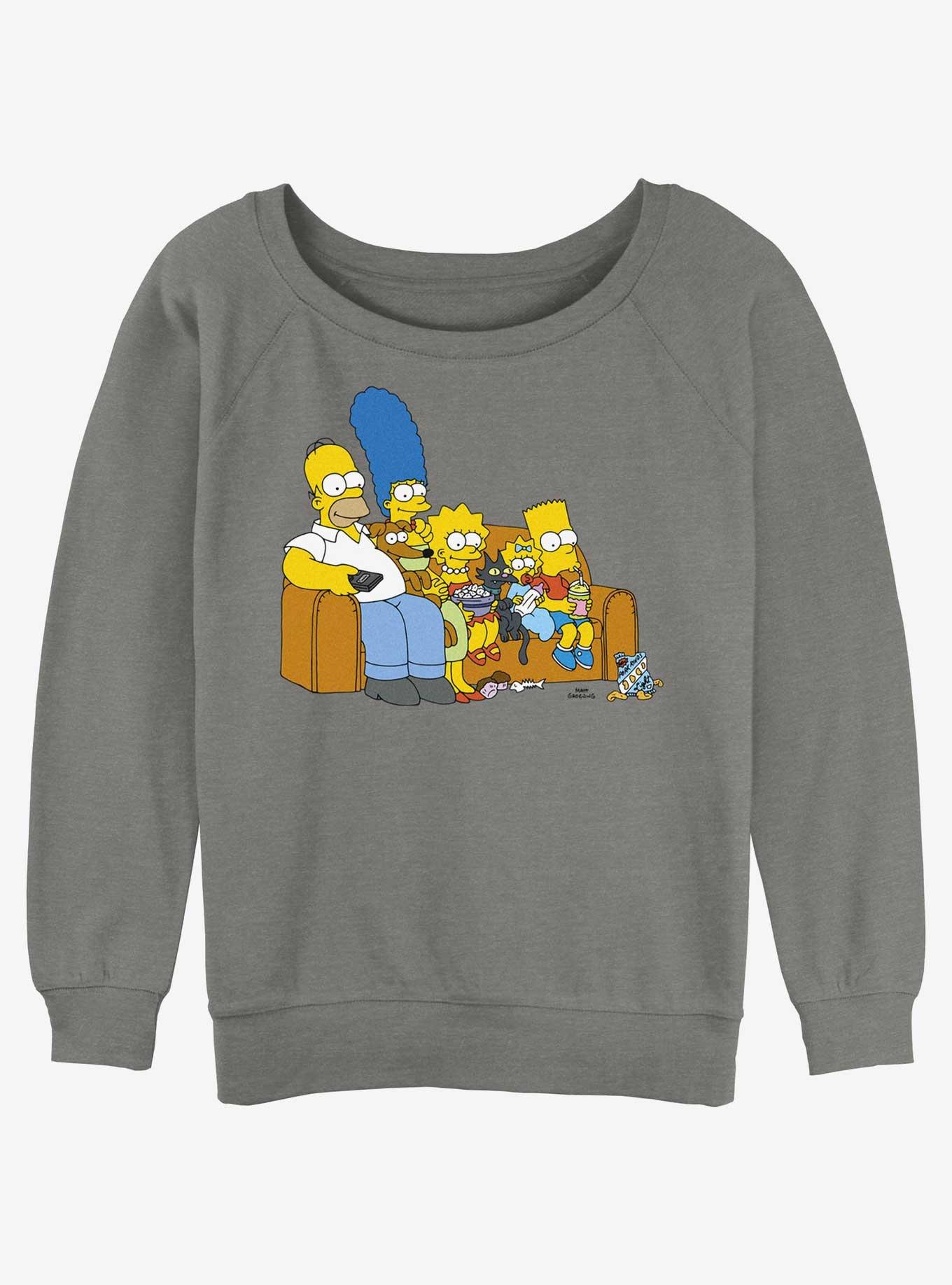 The Simpsons Family Couch Womens Slouchy Sweatshirt, GRAY HTR, hi-res