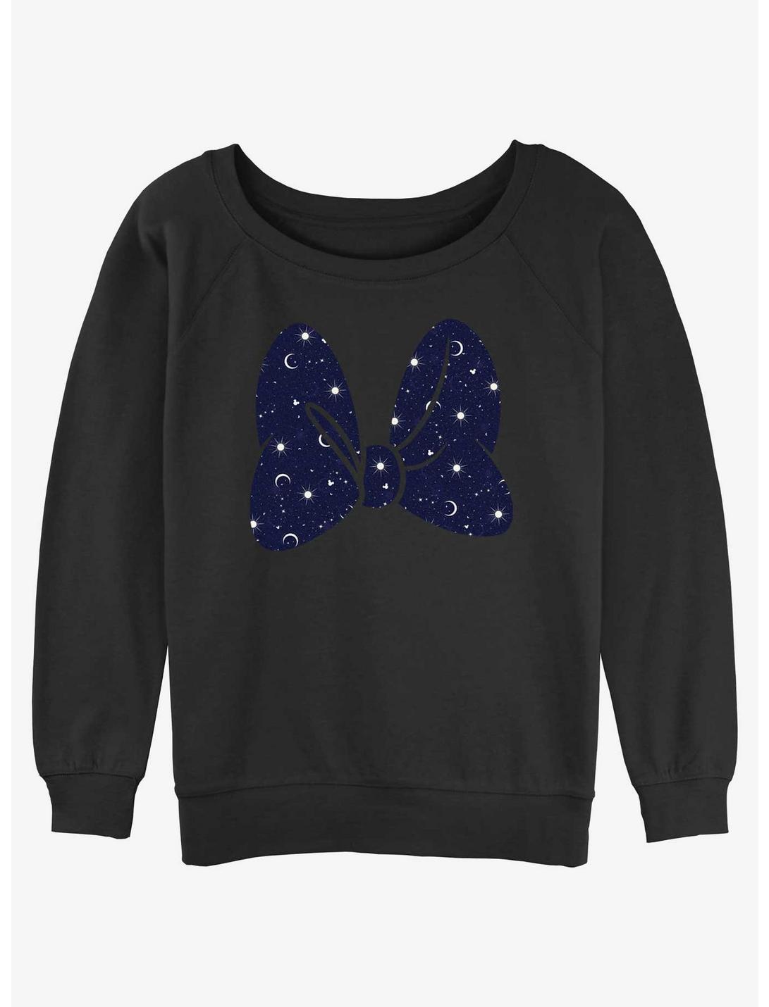 Disney Minnie Mouse Galaxy Print Bow Womens Slouchy Sweatshirt, GRAY HTR, hi-res