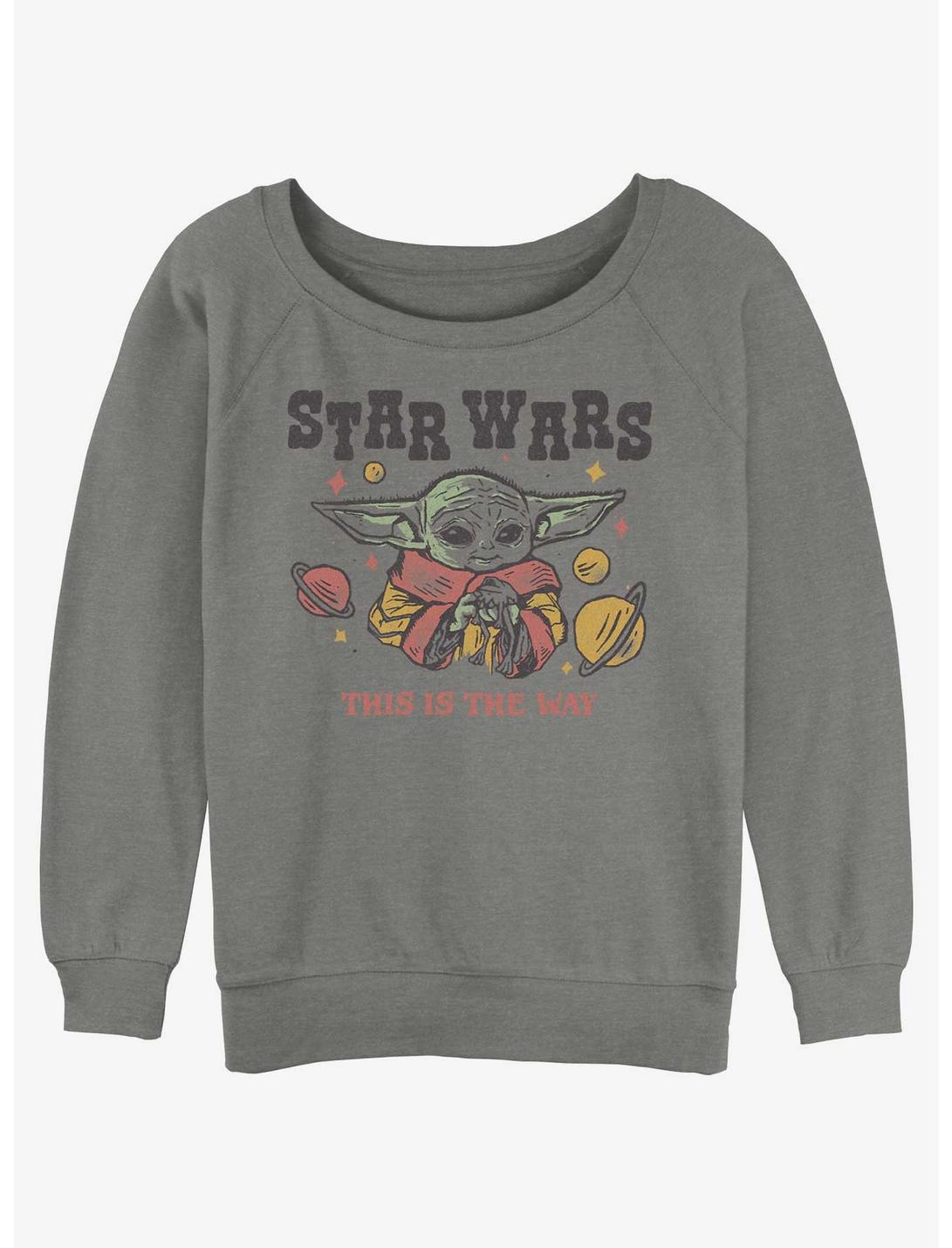 Star Wars The Mandalorian Grogu This Is The Way Womens Slouchy Sweatshirt, GRAY HTR, hi-res