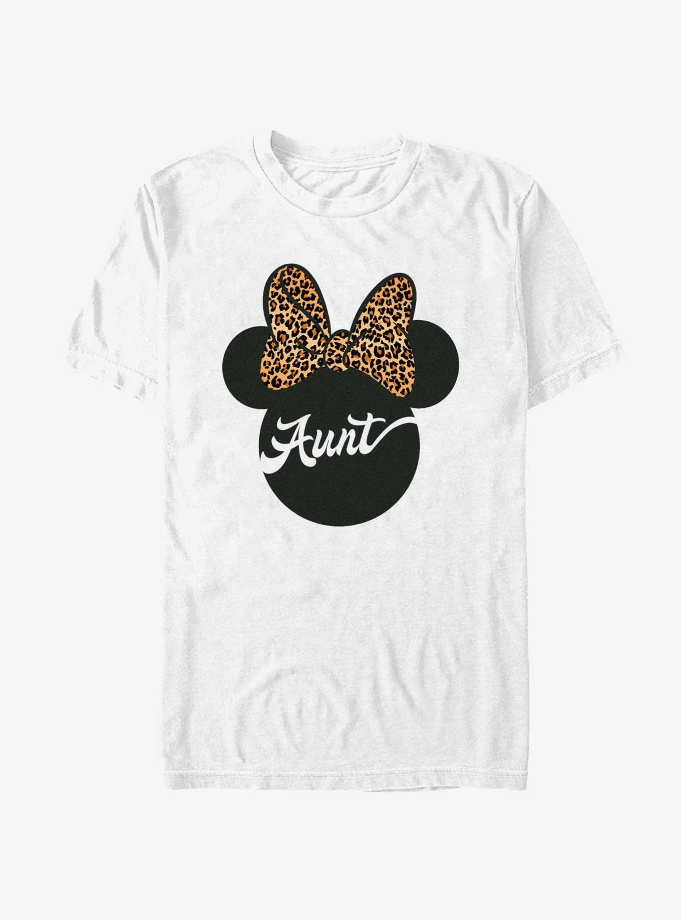 Disney Minnie Mouse Ears Leopard Bow Aunt T-Shirt, WHITE, hi-res