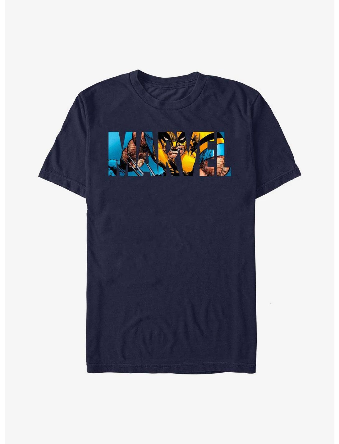 X-Men Marvel Wolverine Logo Fill T-Shirt, NAVY, hi-res