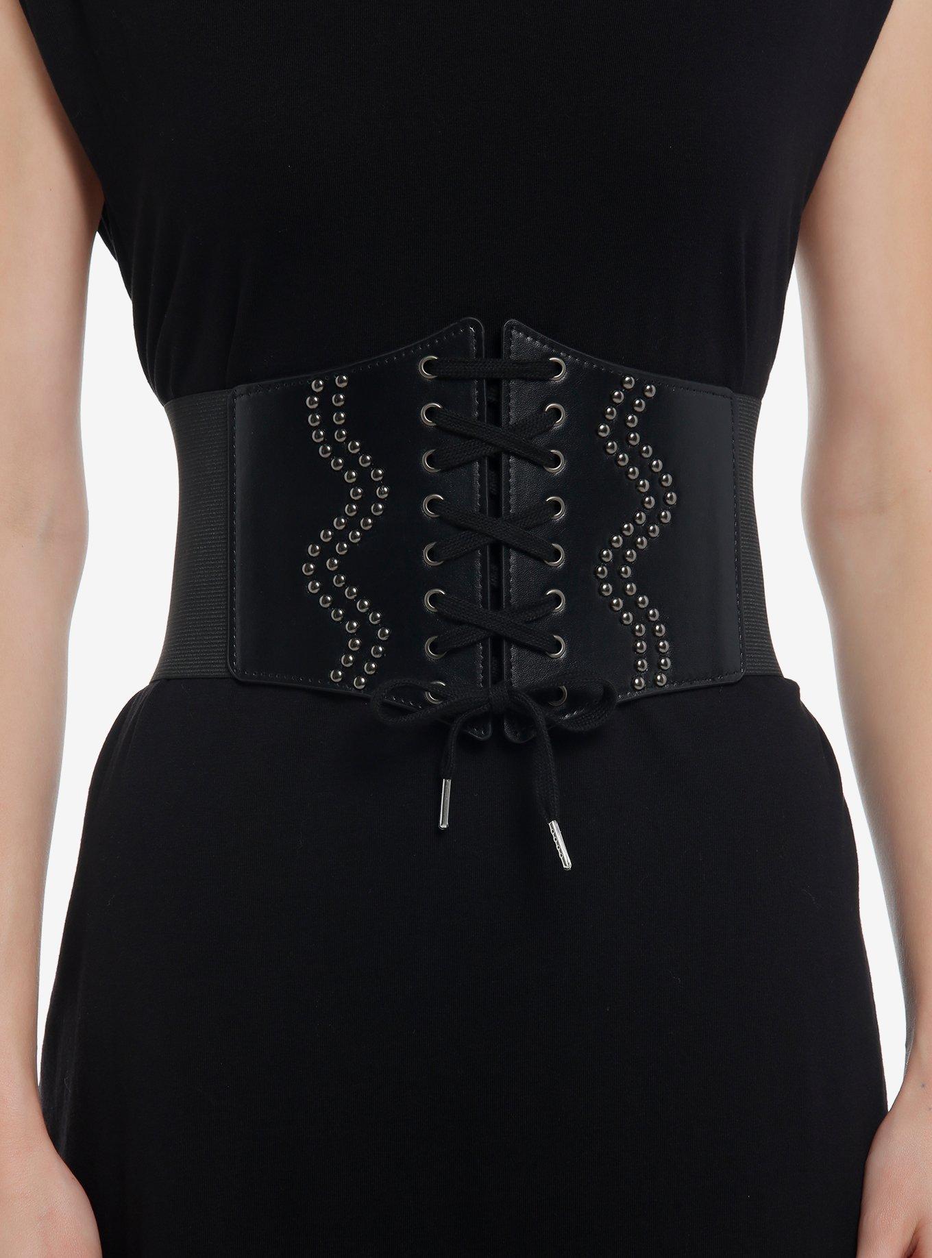Black Lace-Up Stud Corset Belt | Hot Topic