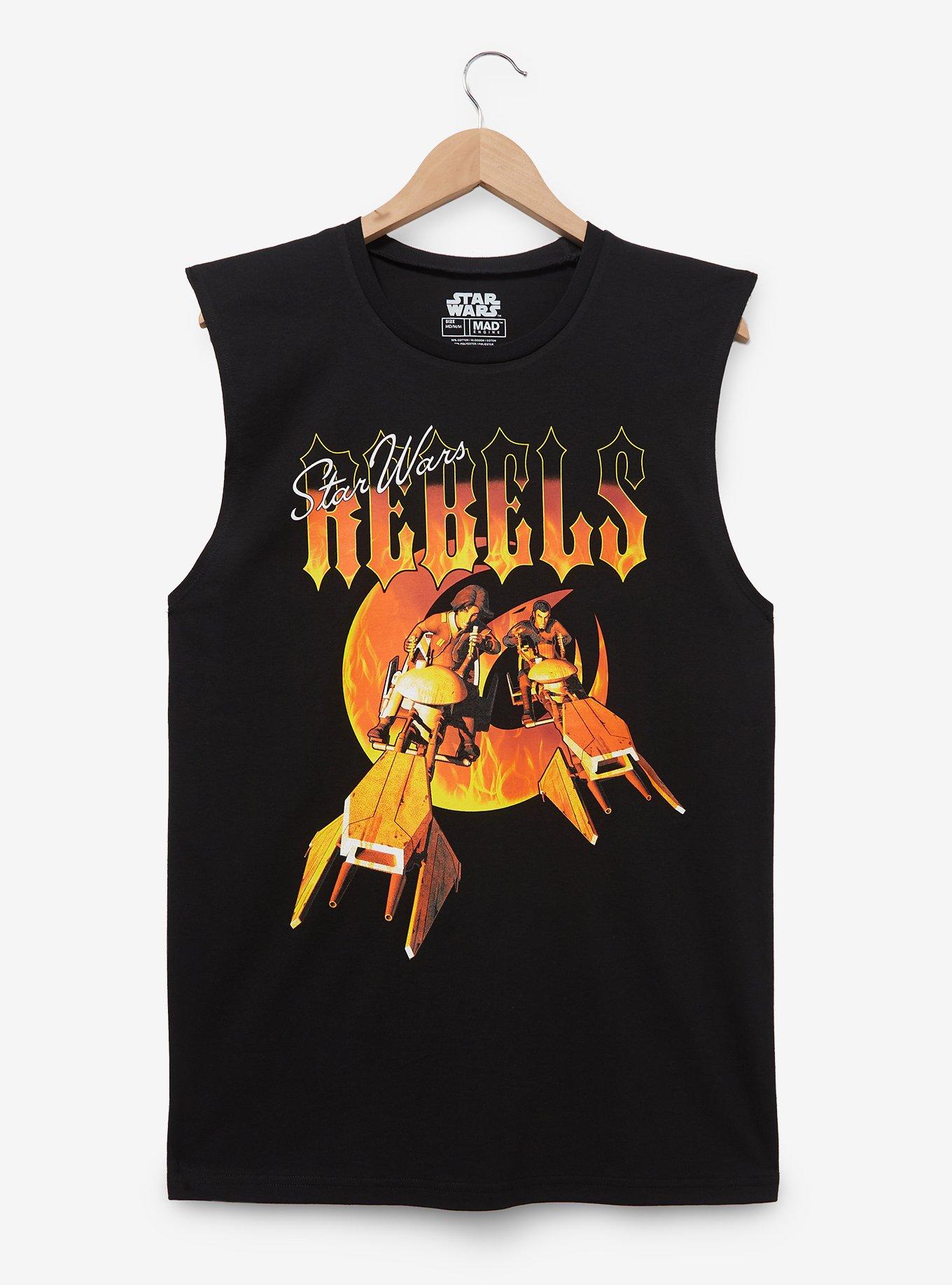 Star Wars Rebels Ezra & Kanan Flame Muscle Tank Top - BoxLunch Exclusive, BLACK, hi-res