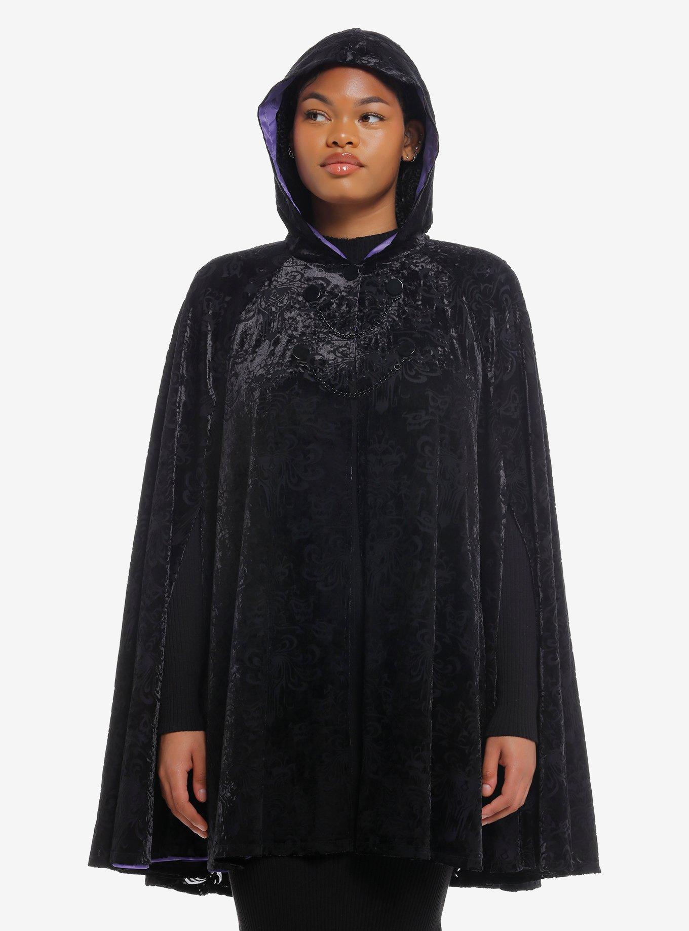 Her Universe Disney The Haunted Mansion Wallpaper Hooded Cape Her Universe Exclusive, BLACK  PURPLE, hi-res