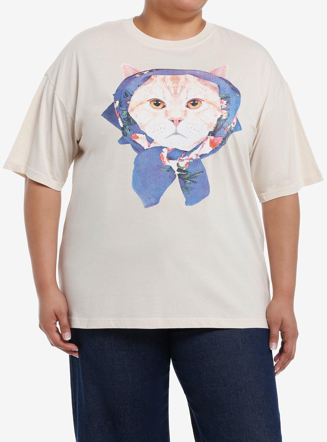 Sweet Society Orange Cat With Scarf Girls Oversized T-Shirt Plus Size, , hi-res