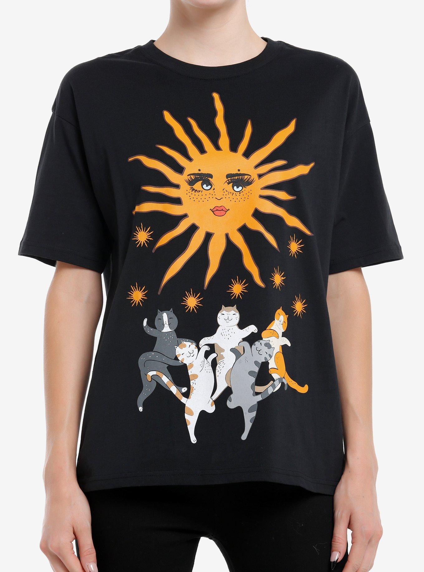 Cats Dancing Sun Girls Oversized T-Shirt, MULTI, hi-res