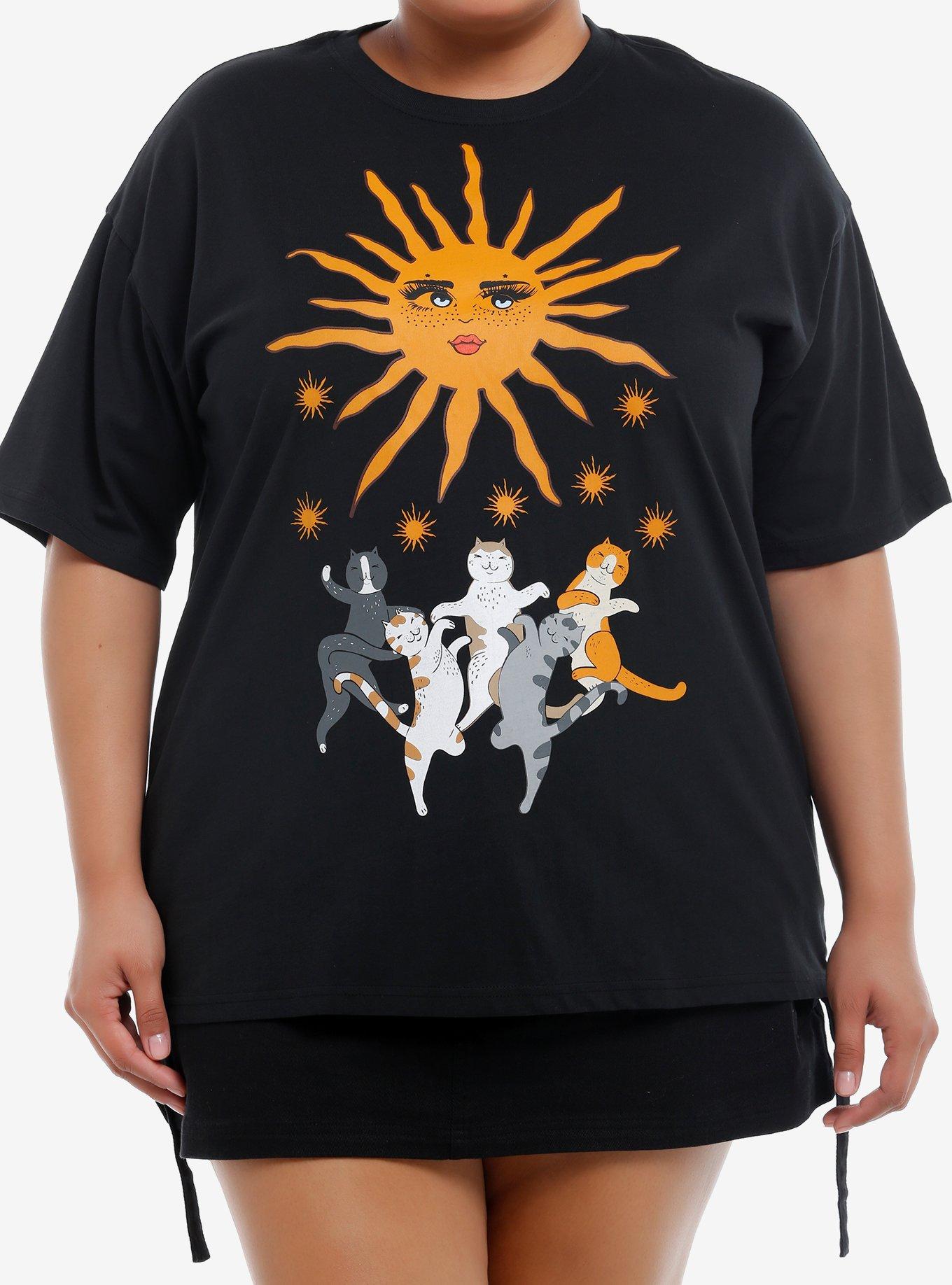 Cats Dancing Sun Girls Oversized T-Shirt Plus Size, , hi-res