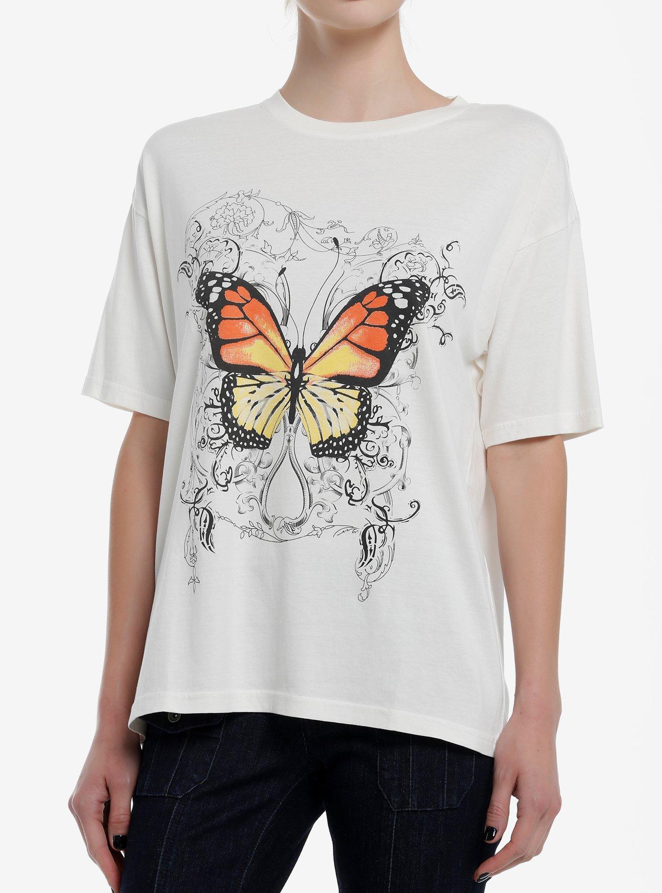 Thorn & Fable Butterfly Filigree Girls Oversized T-Shirt, , hi-res