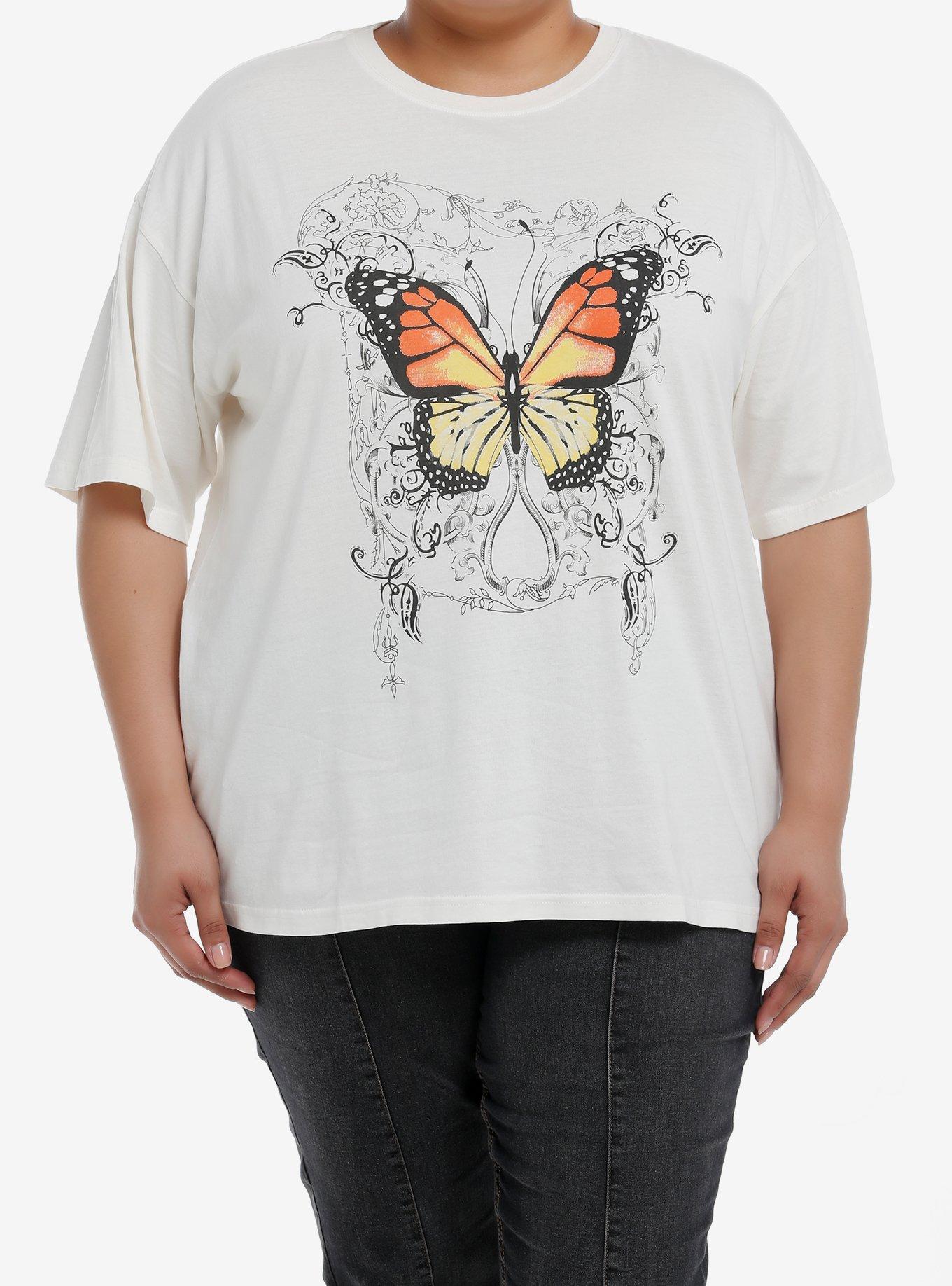 Thorn & Fable Butterfly Filigree Girls Oversized T-Shirt Plus Size, , hi-res