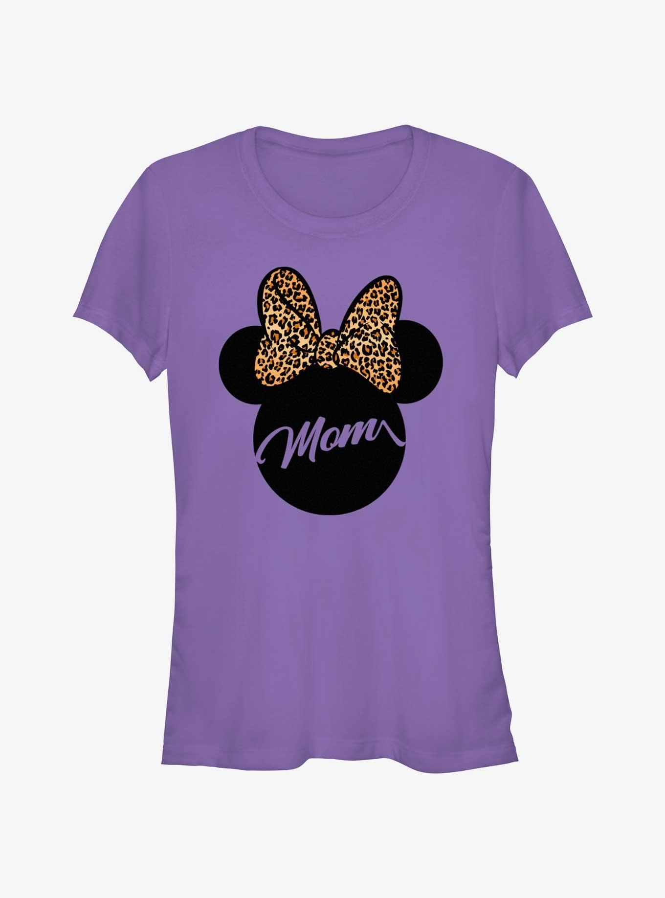 Disney Minnie Mouse Ears Leopard Bow Mom Girls T-Shirt - PURPLE