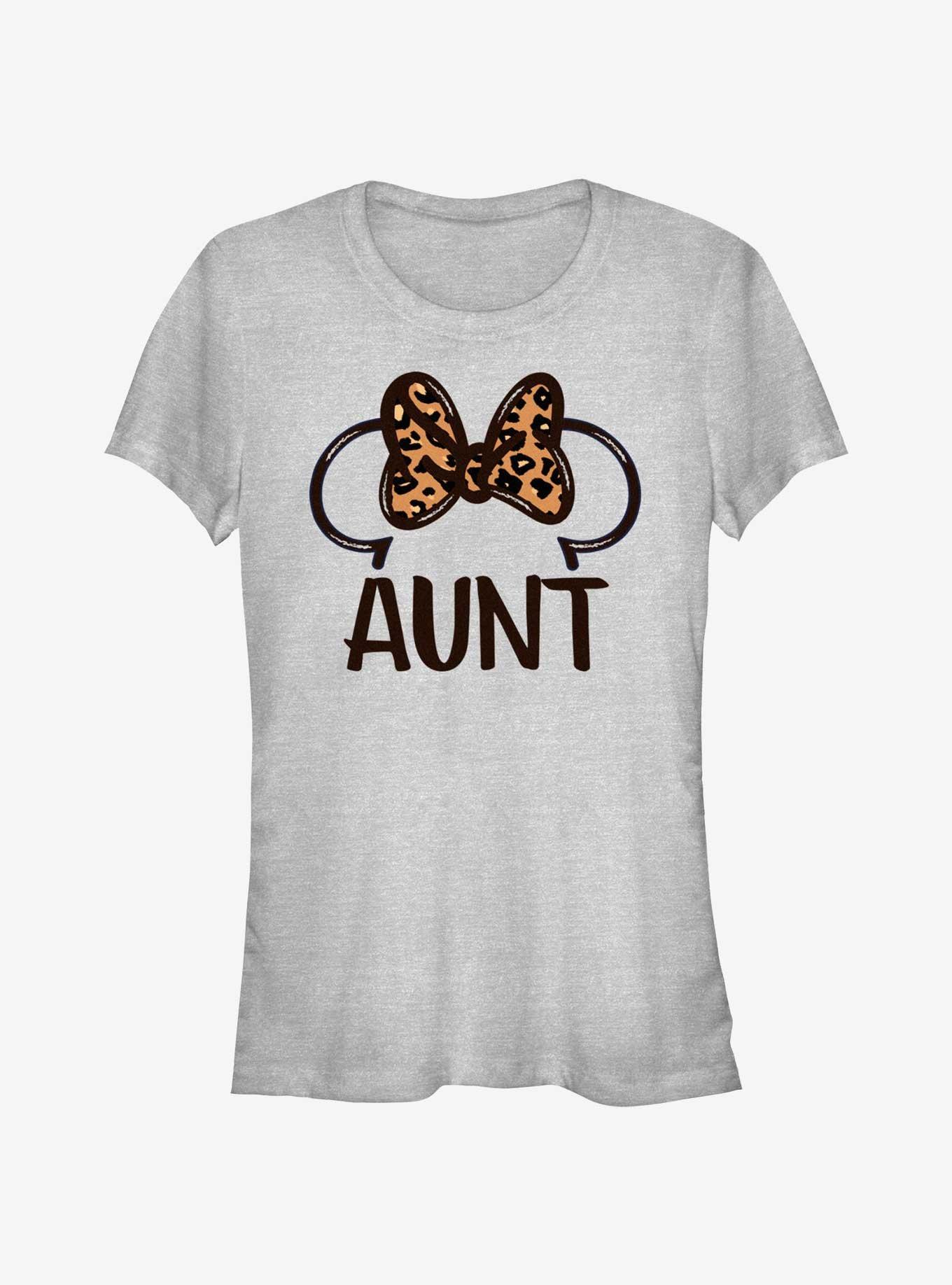 Disney Minnie Mouse Aunt Leopard Fill Bow Girls T-Shirt, ATH HTR, hi-res