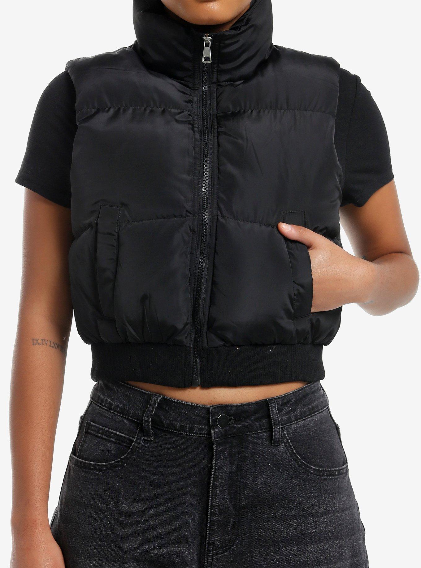 Black puffer vest girls shop