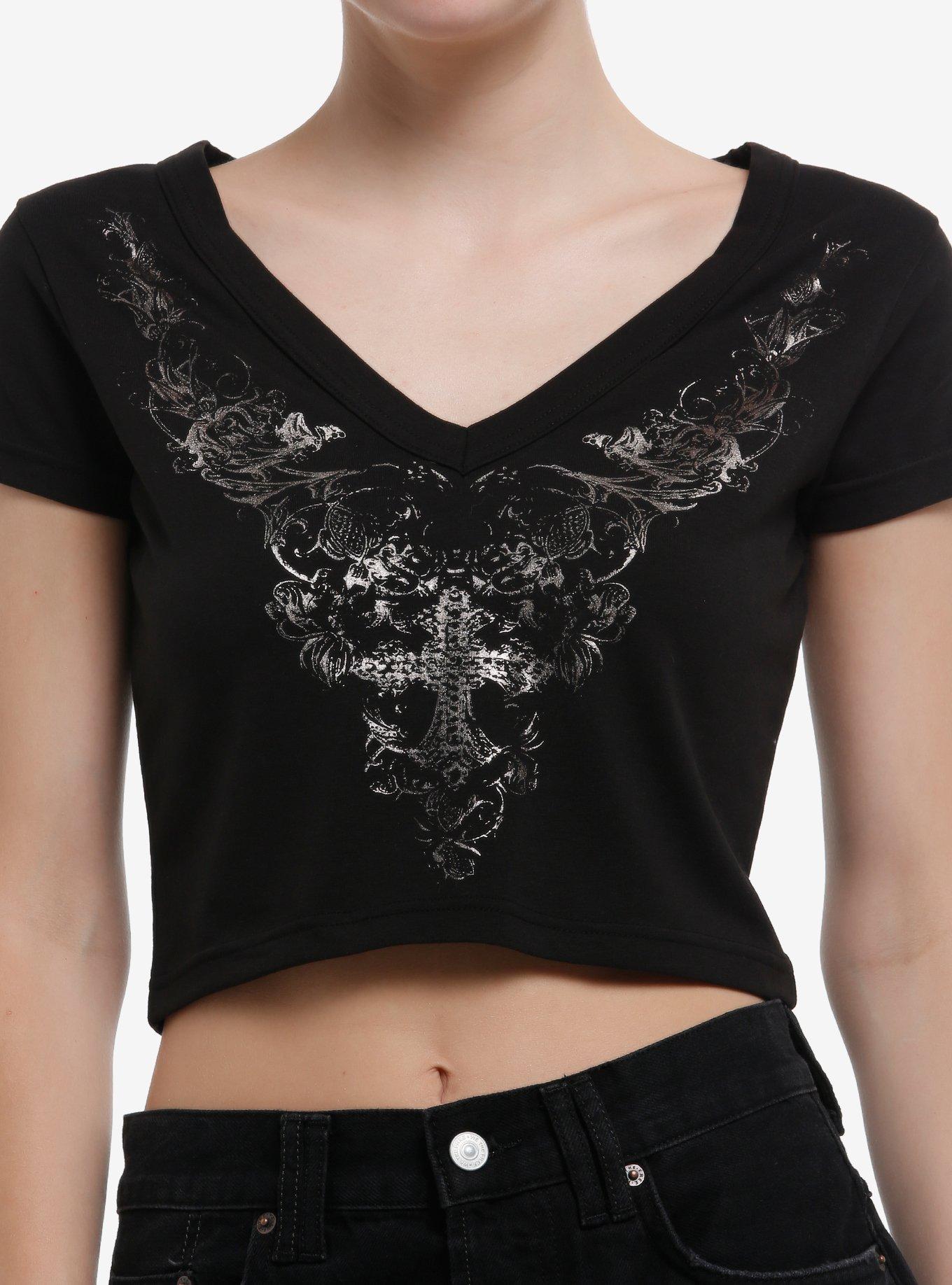 Silver Cross Floral Filigree Girls Baby T-Shirt, , hi-res