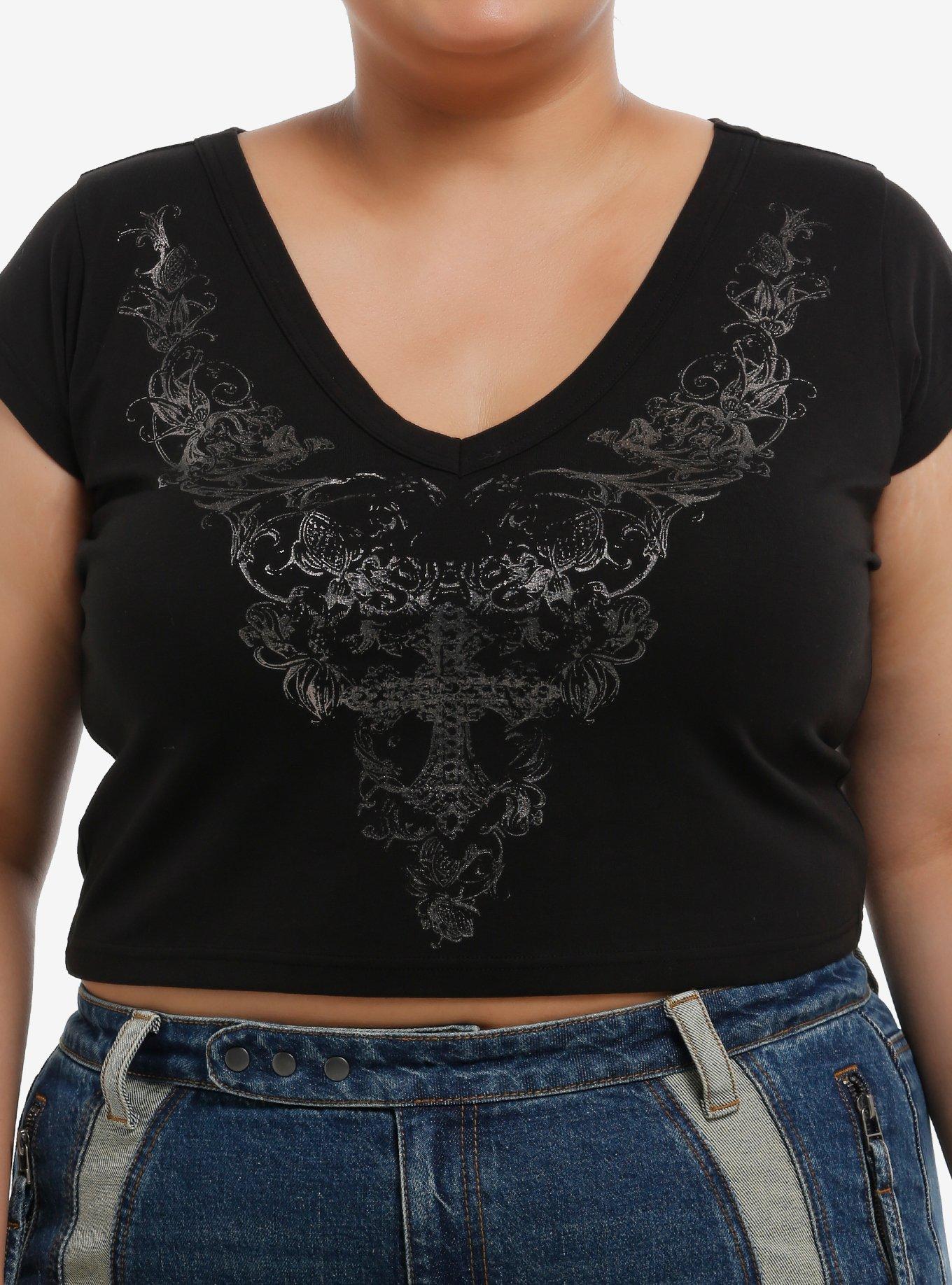 Silver Cross Floral Filigree Girls Baby T-Shirt Plus