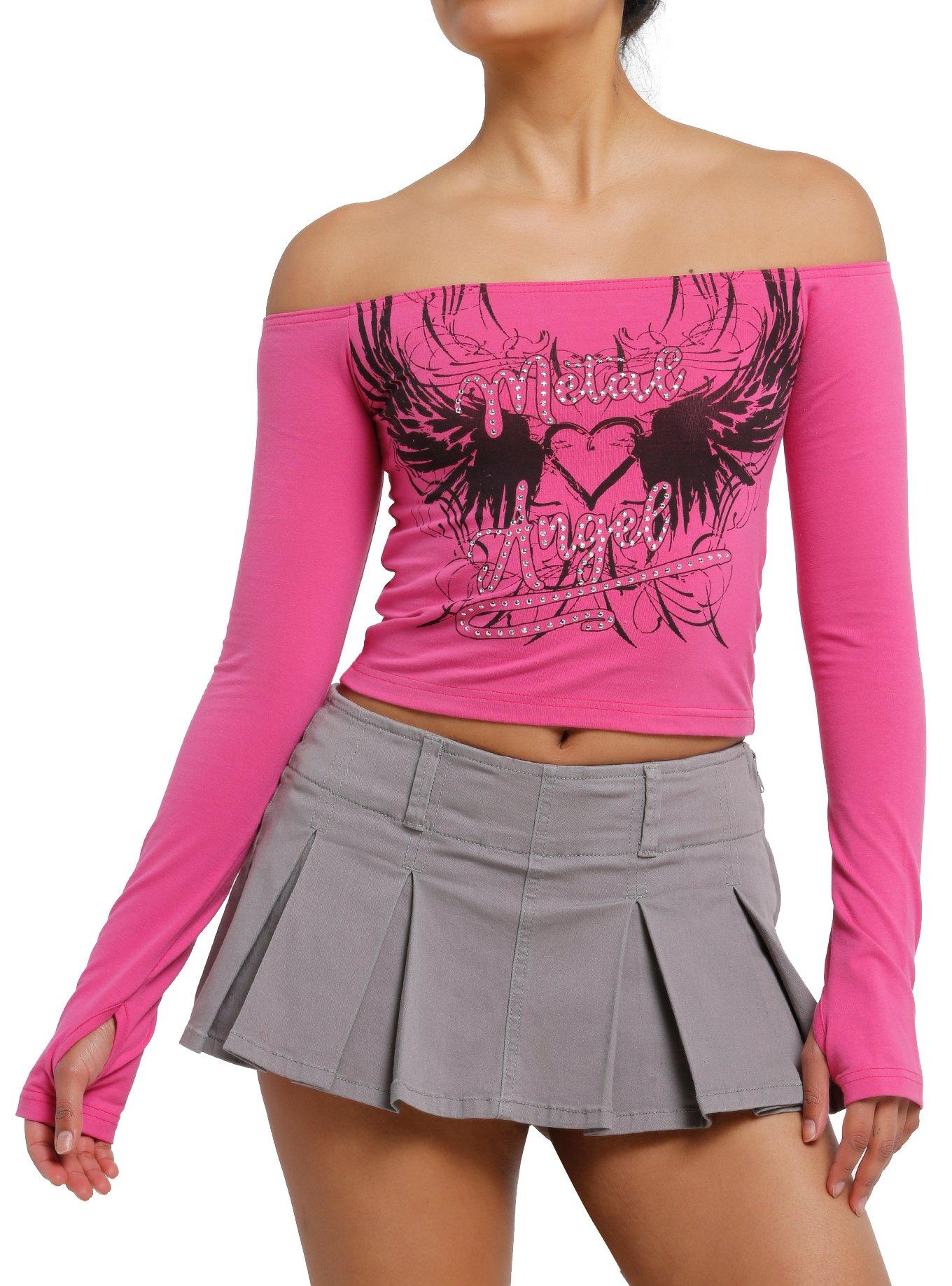 Daisy Street Metal Angel Pink Girls Off-Shoulder Top, , hi-res