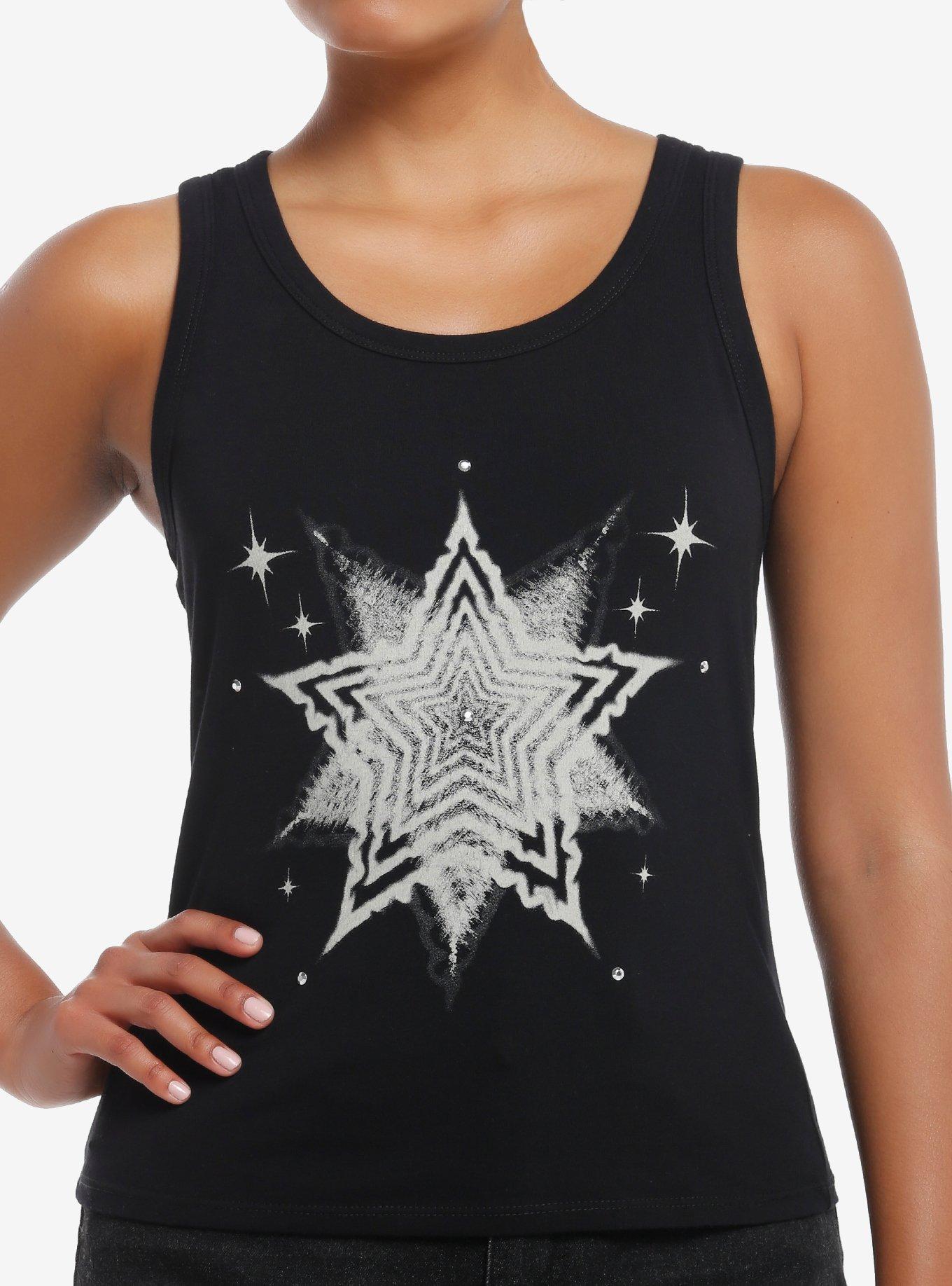 Social Collision Wavy Star Rhinestone Girls Tank Top, , hi-res