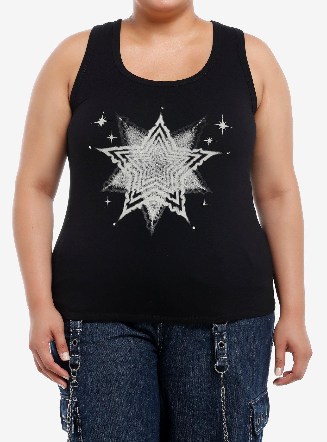Social Collision Wavy Star Rhinestone Girls Tank Top Plus Size | Hot Topic