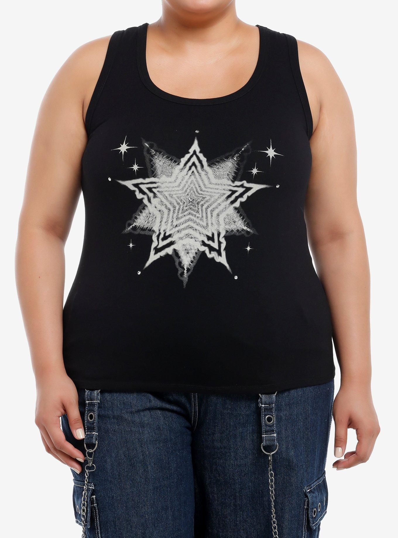 Social Collision Wavy Star Rhinestone Girls Tank Top Plus Size, , hi-res