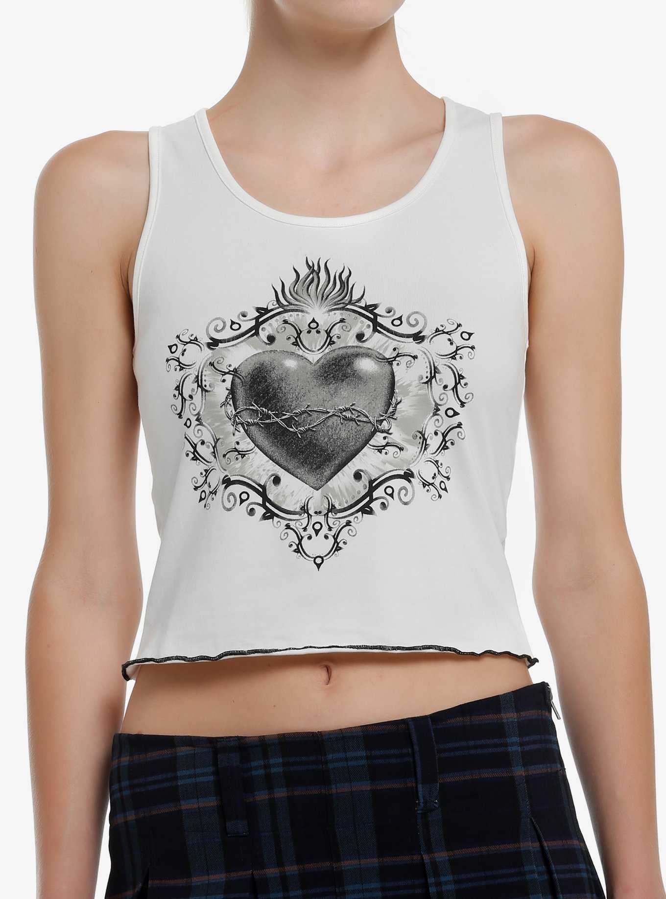 Social Collision Sacred Heart Lace-Up Back Girls Tank Top, , hi-res