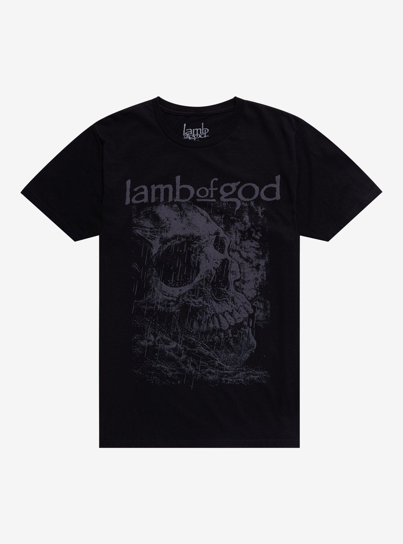 Lamb Of God Skull In The Rain T-Shirt, BLACK, hi-res
