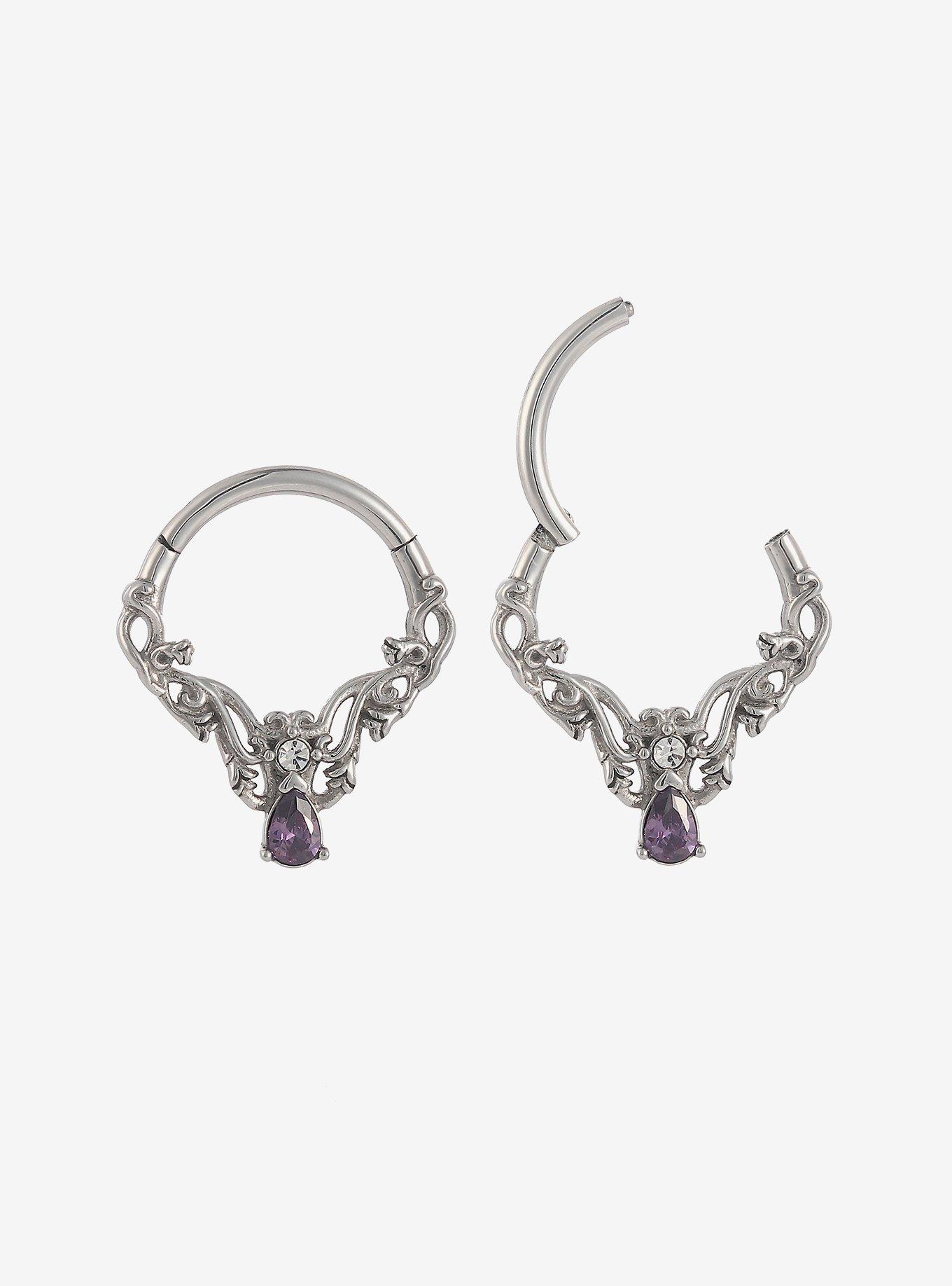 16G Steel Amethyst Vine Hinged Clicker 2 Pack, MULTI, hi-res