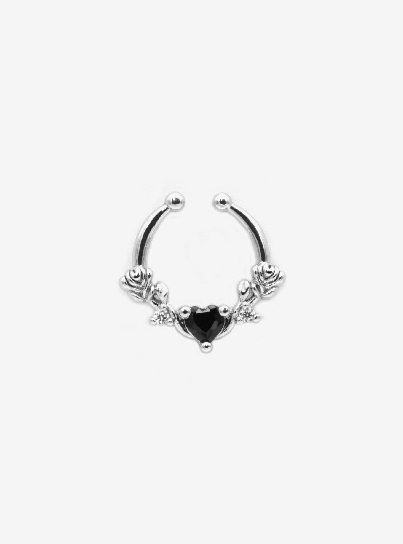 18G Steel Heart Floral Circular Barbell, , hi-res