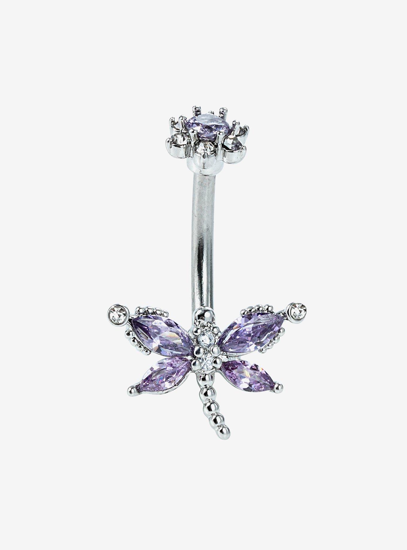 14G Steel Dragonfly Navel Barbell, , hi-res