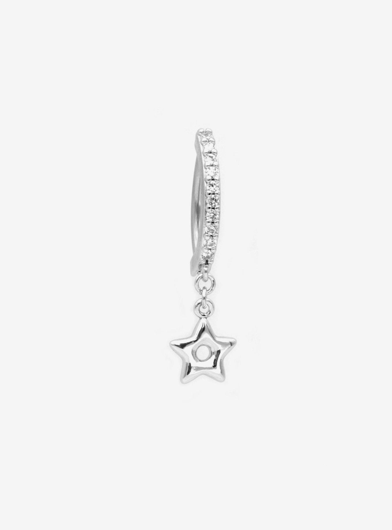 14G Steel Silver Bling Star Navel Clicker, , hi-res