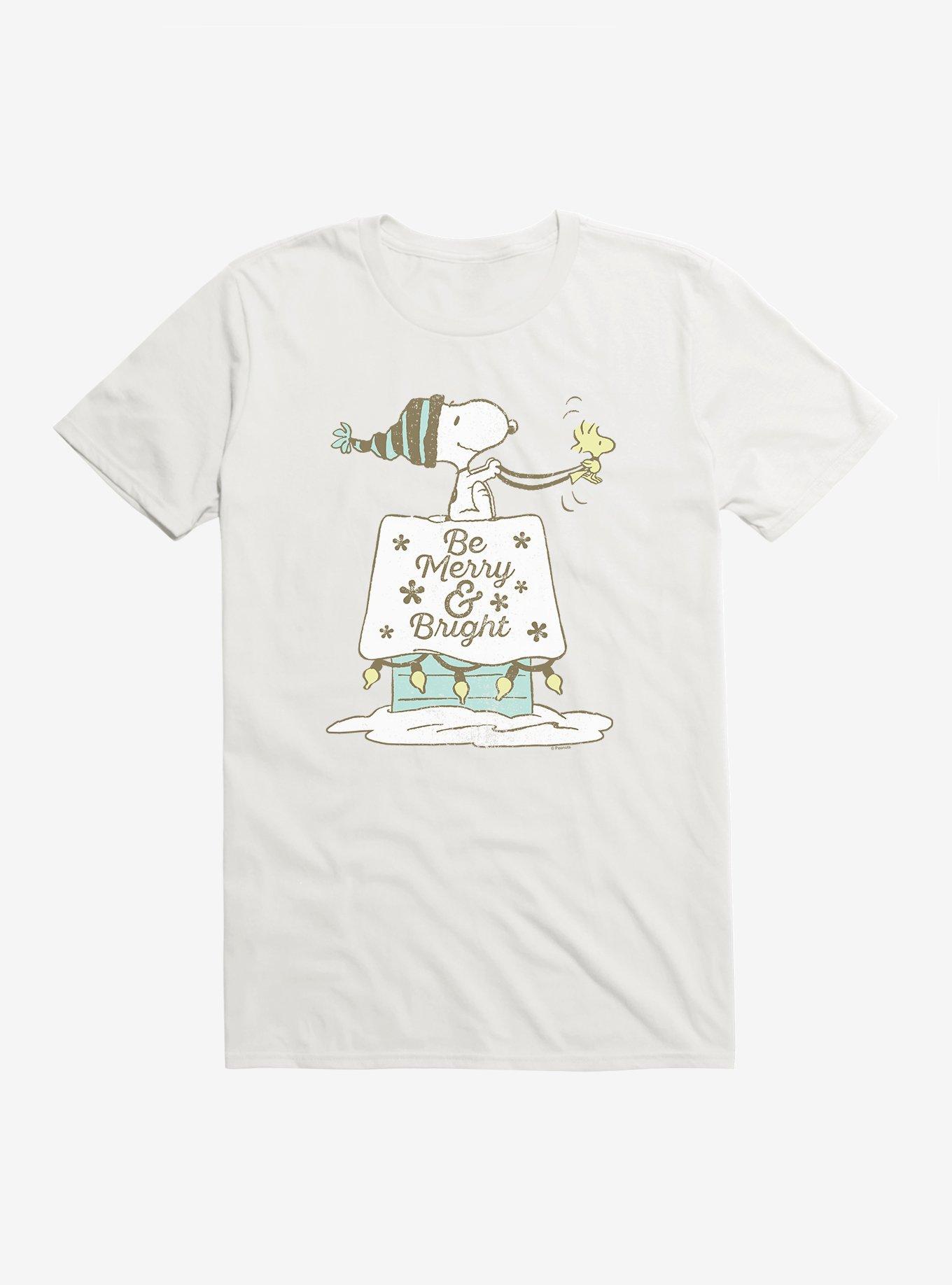 Peanuts Be Merry And Bright Snoopy Woodstock T-Shirt