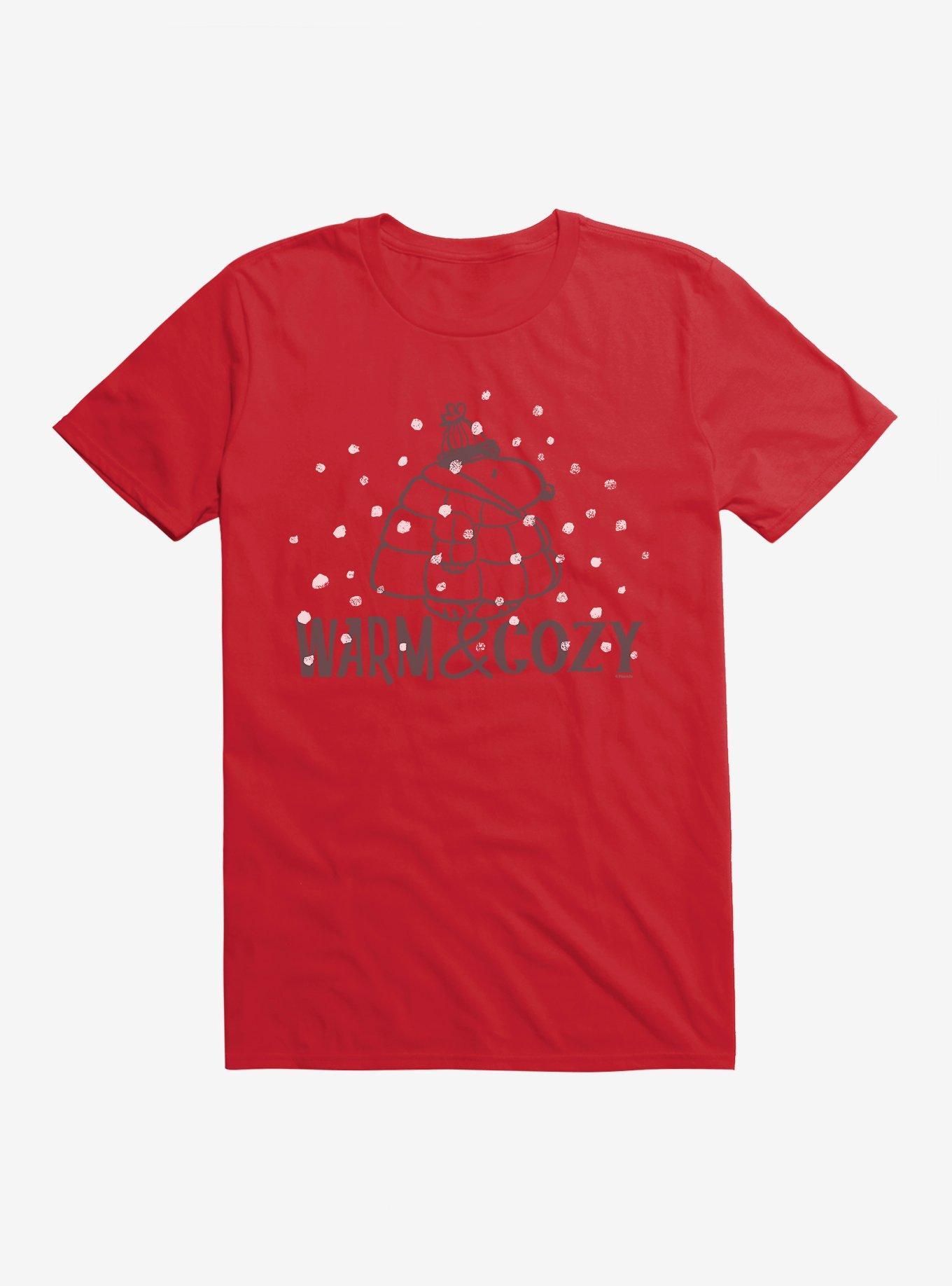 Peanuts Warm And Cozy Snoopy T-Shirt, RED, hi-res