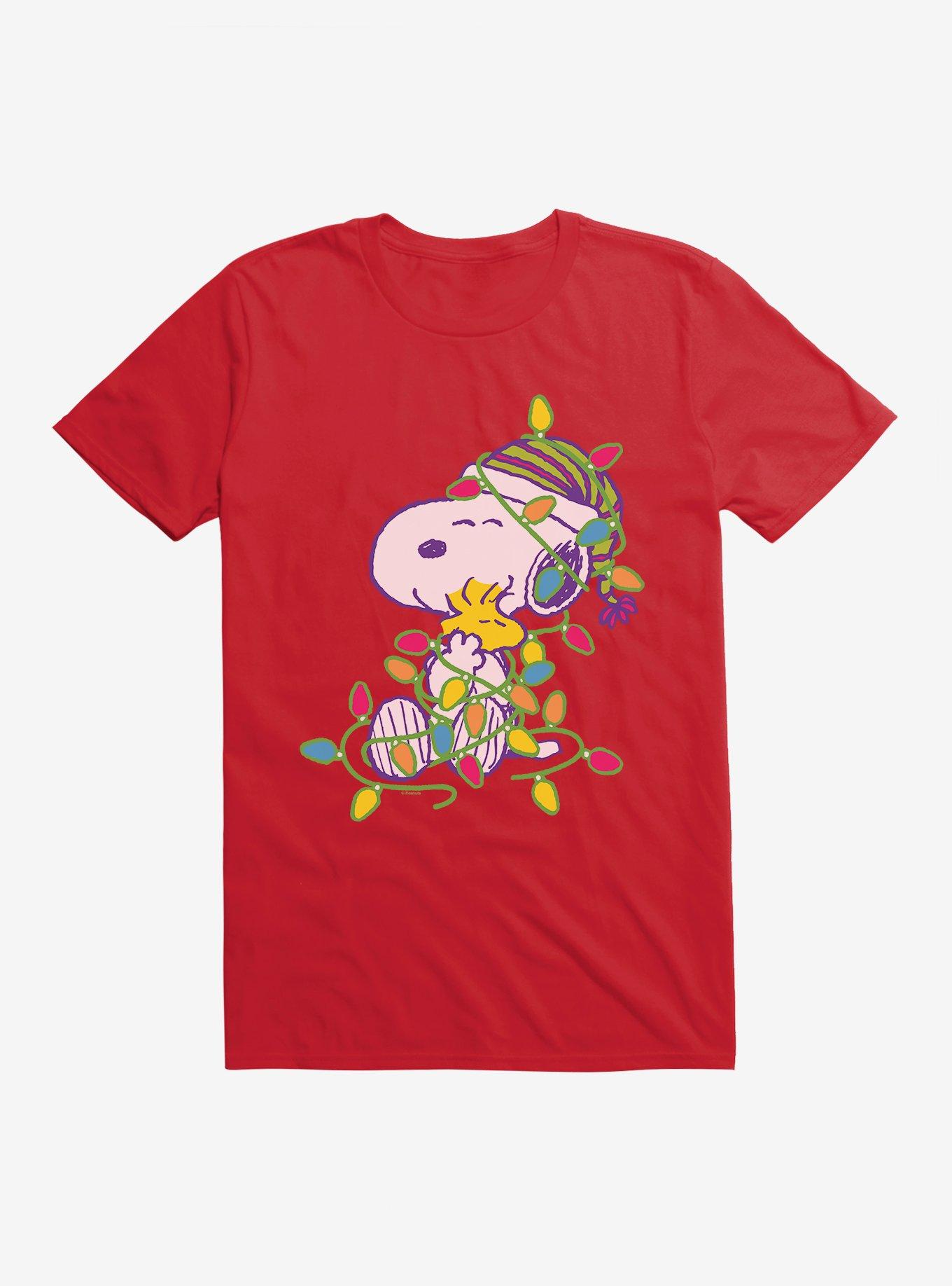 Peanuts Snoopy And Woodstock Wrapped In Lights T-Shirt