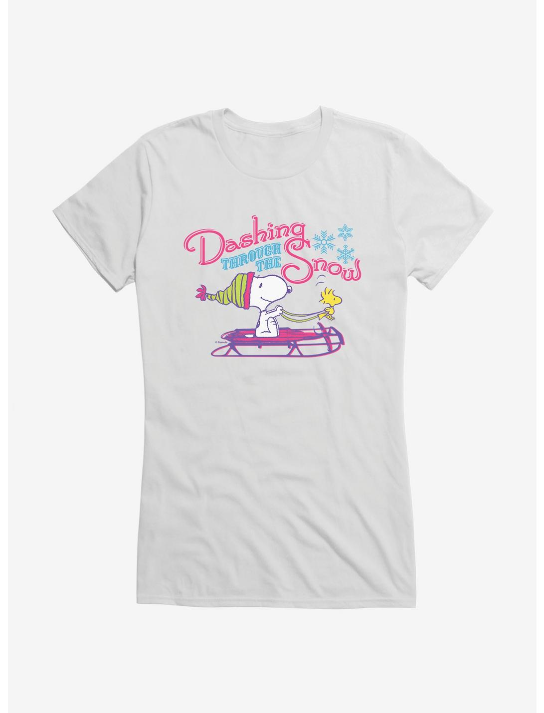 Peanuts Dashing Through The Snow Snoopy Woodstock Girls T-Shirt, , hi-res