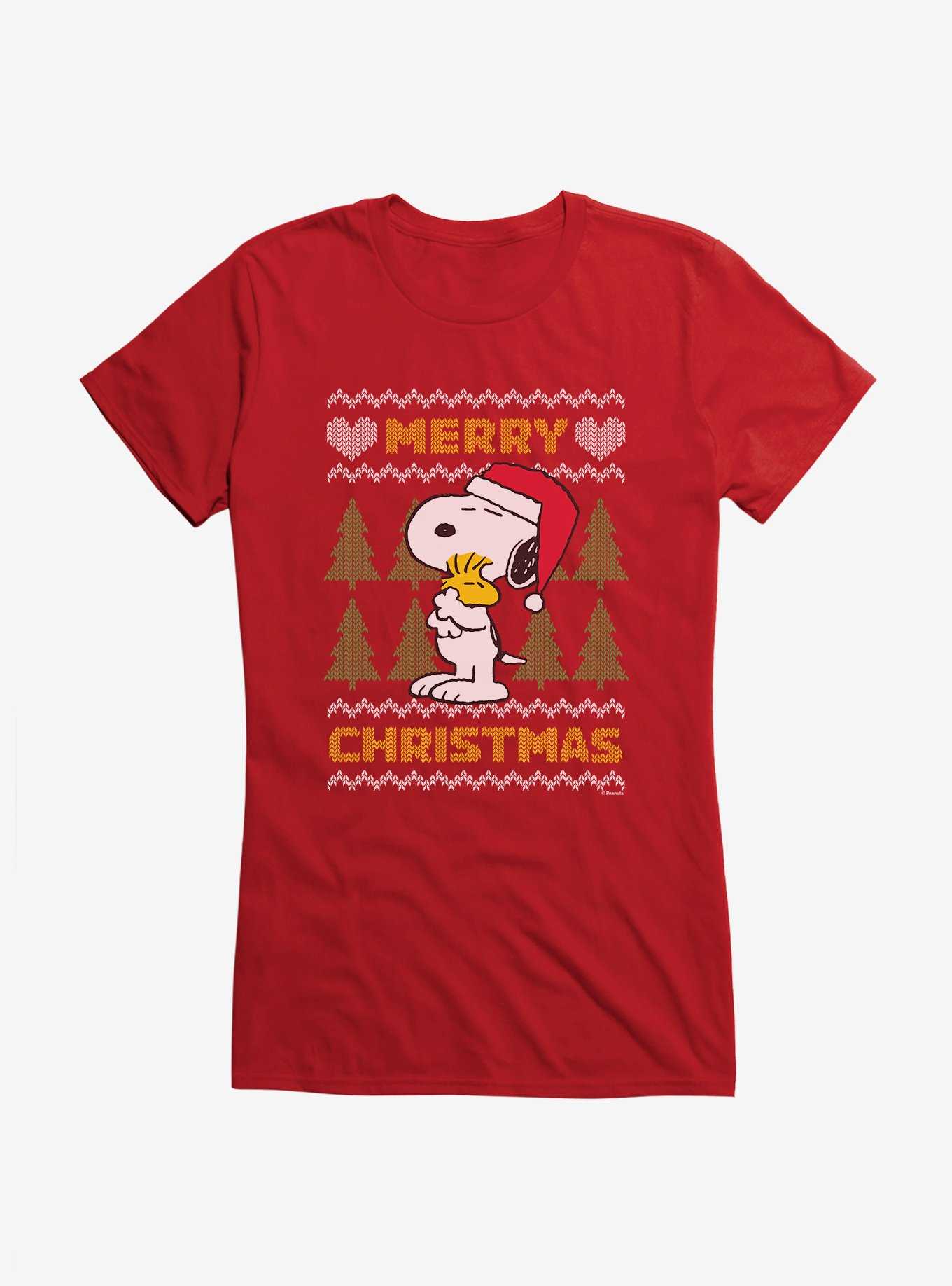 Peanuts Merry Christmas Sweater Pattern Girls T-Shirt, , hi-res