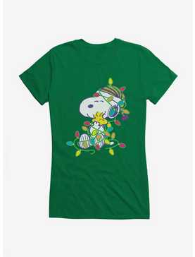 Peanuts Snoopy And Woodstock Wrapped In Lights Girls T-Shirt, , hi-res