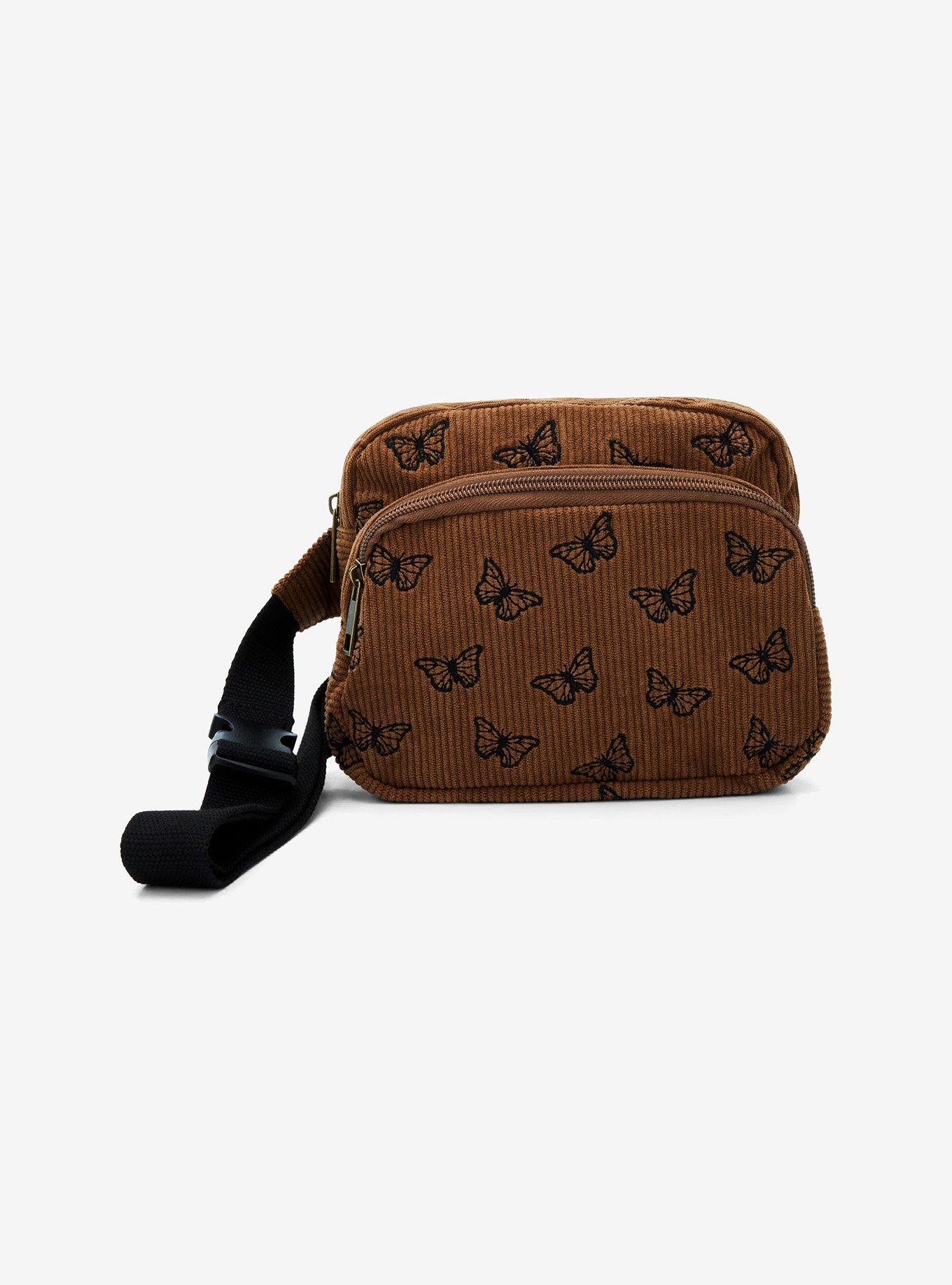 Butterfly Embroidered Corduroy Fanny Pack Hot Topic Exclusive, , hi-res