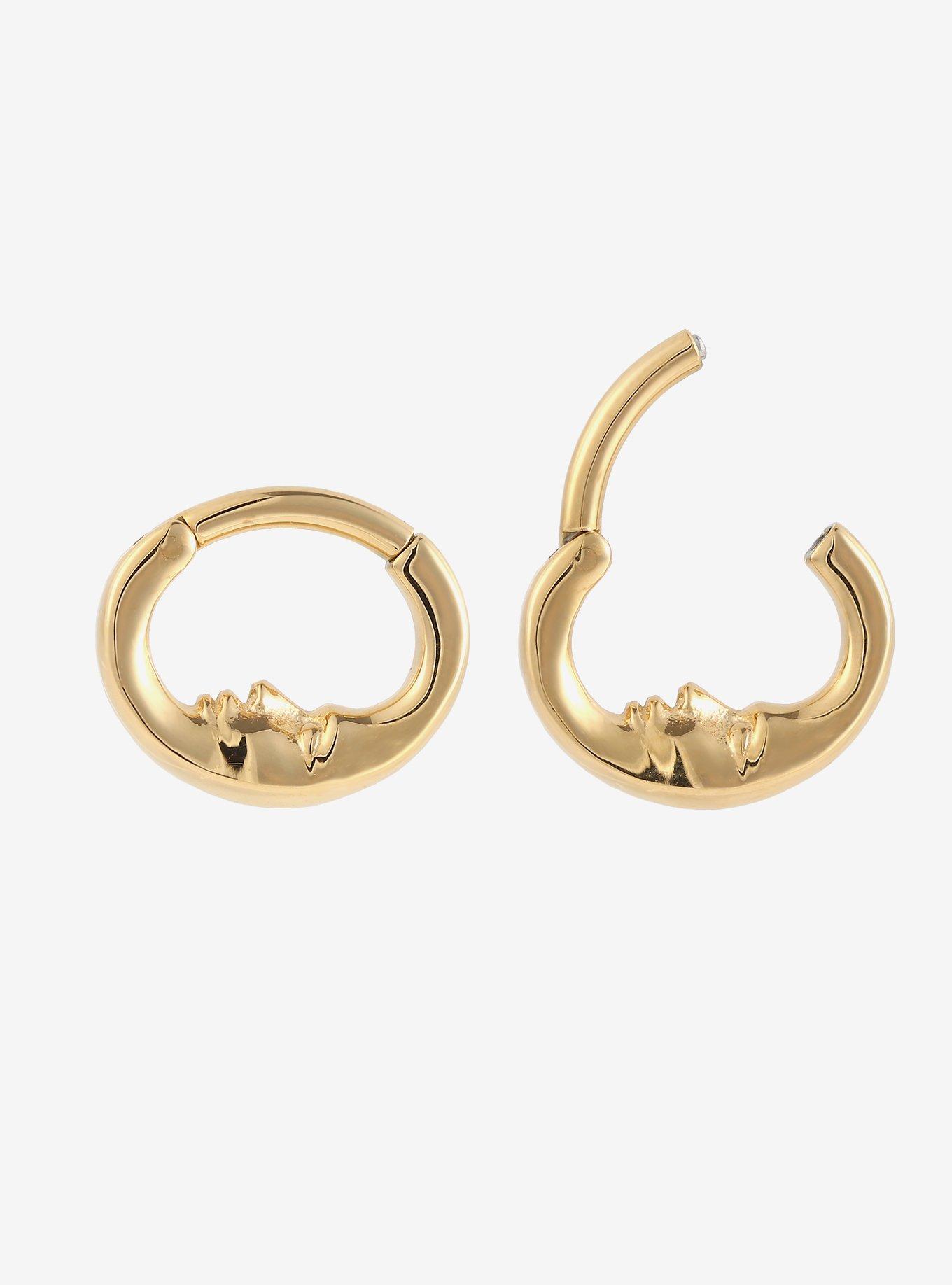 14G Steel Gold Crescent Moon Hinged Clicker 2 Pack, , hi-res