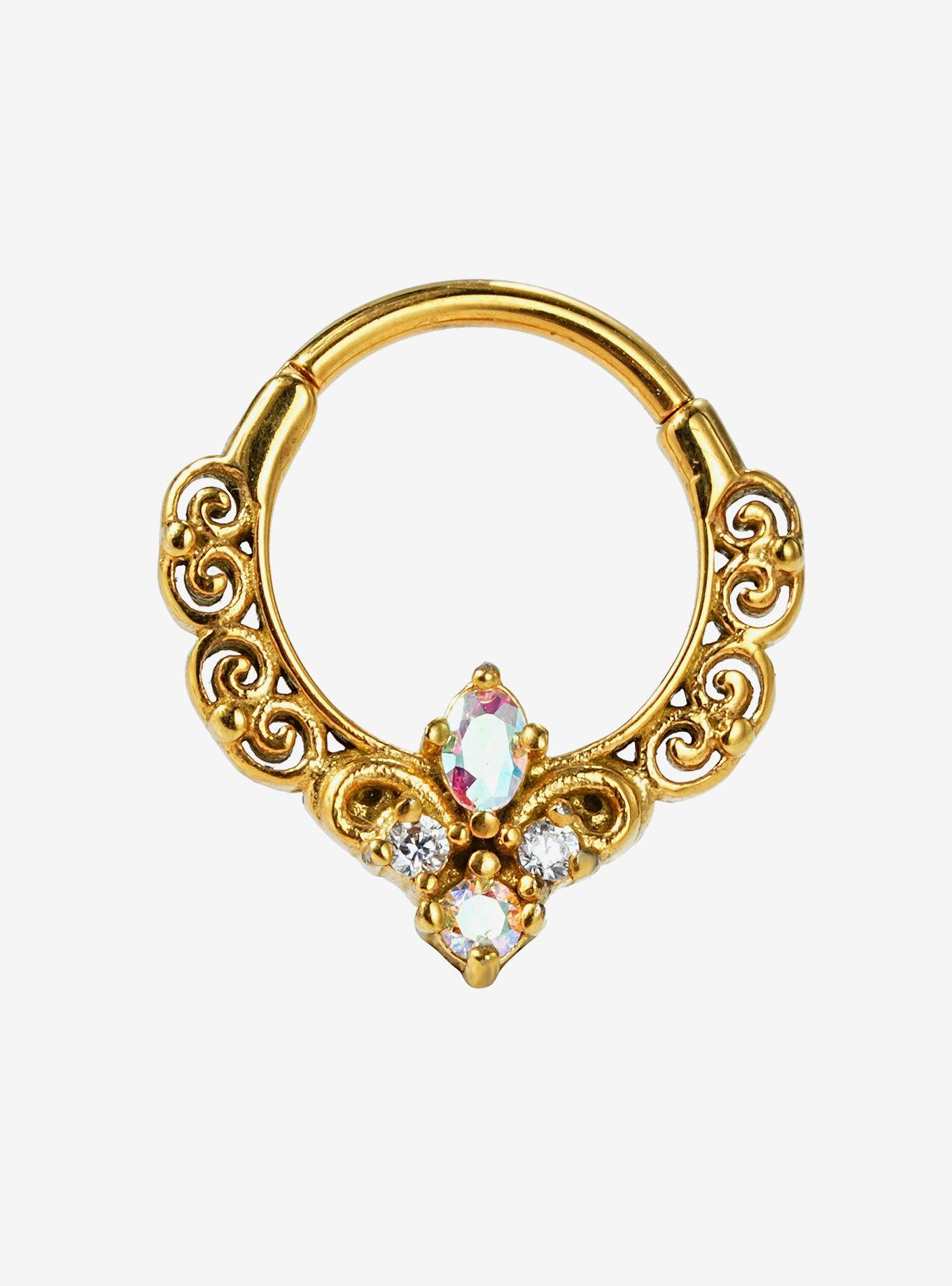 Steel Gold Filigree Hinged Clicker, , hi-res