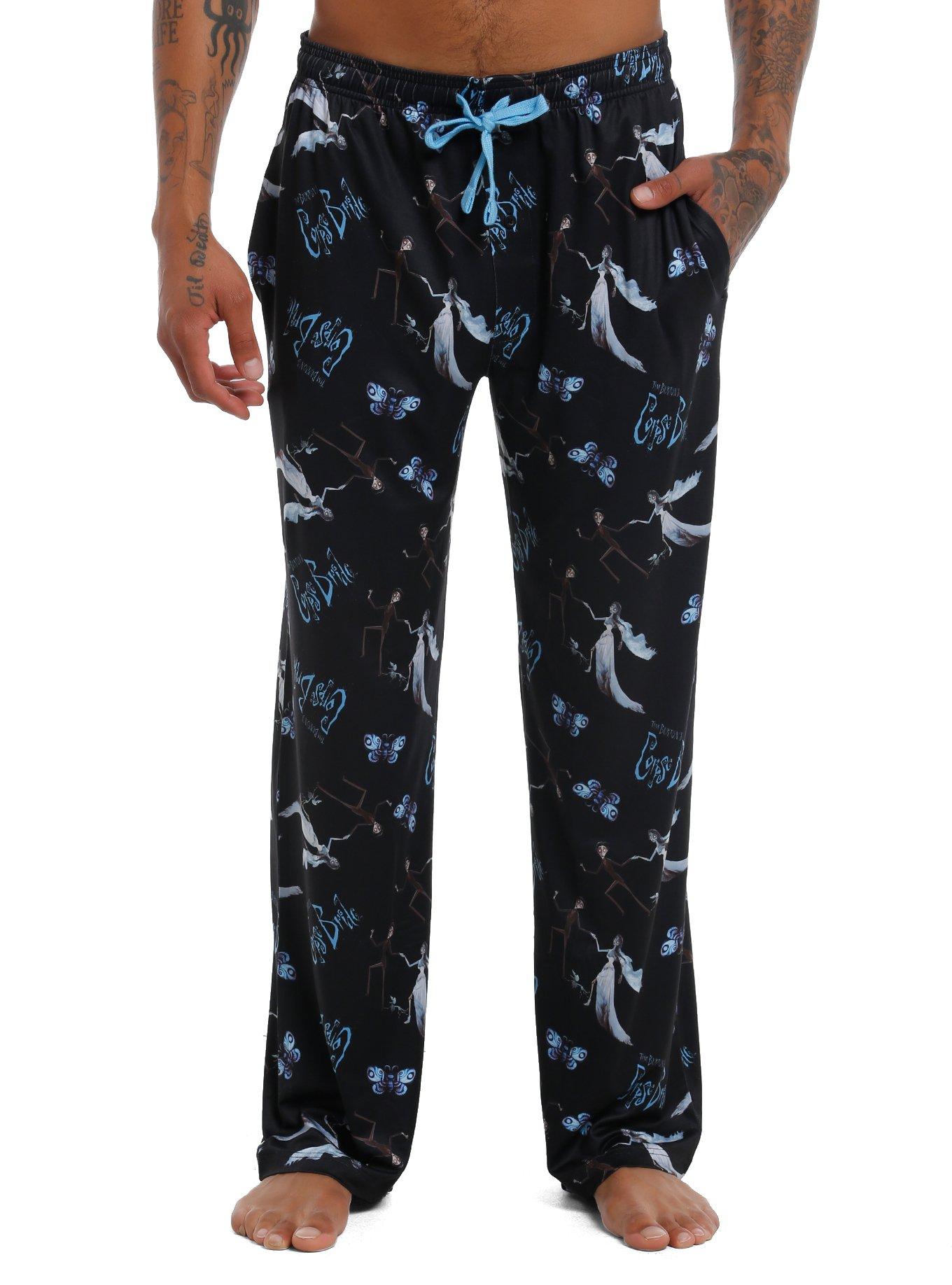 Corpse Bride Victor & Emily Pajama Pants, BLACK, hi-res