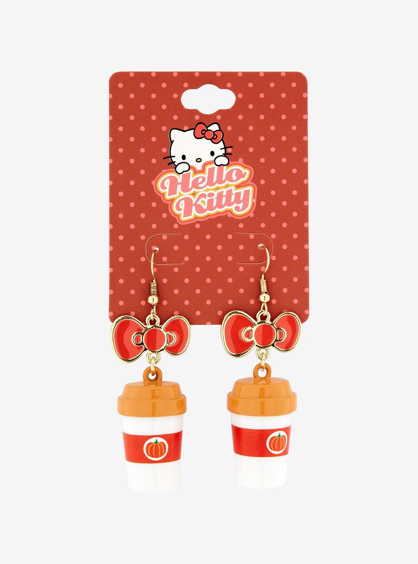 Hello Kitty Pumpkin Spice Latte Bow Earrings