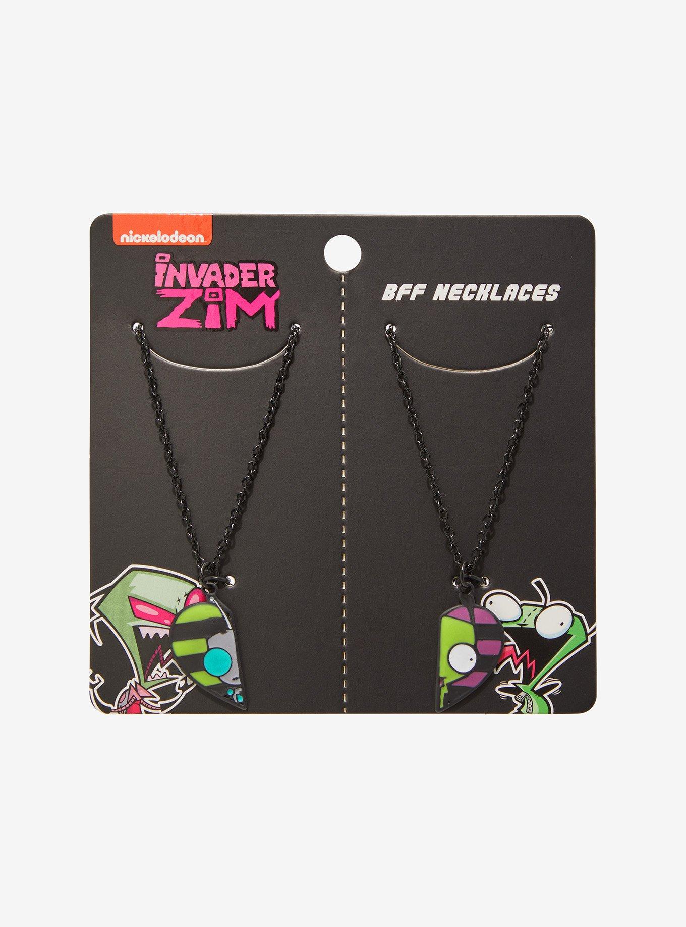 Invader Zim GIR Stripe Heart Best Friend Necklace Set, , hi-res