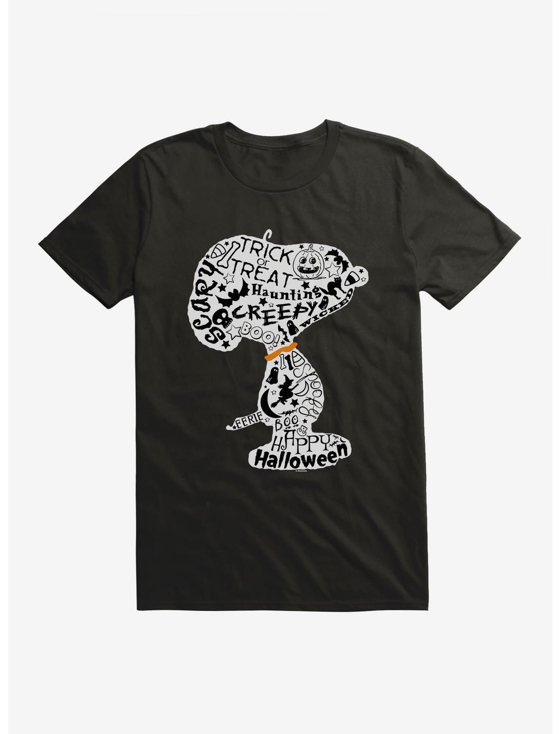 Peanuts Snoopy Halloween Word Cloud T-Shirt, BLACK, hi-res