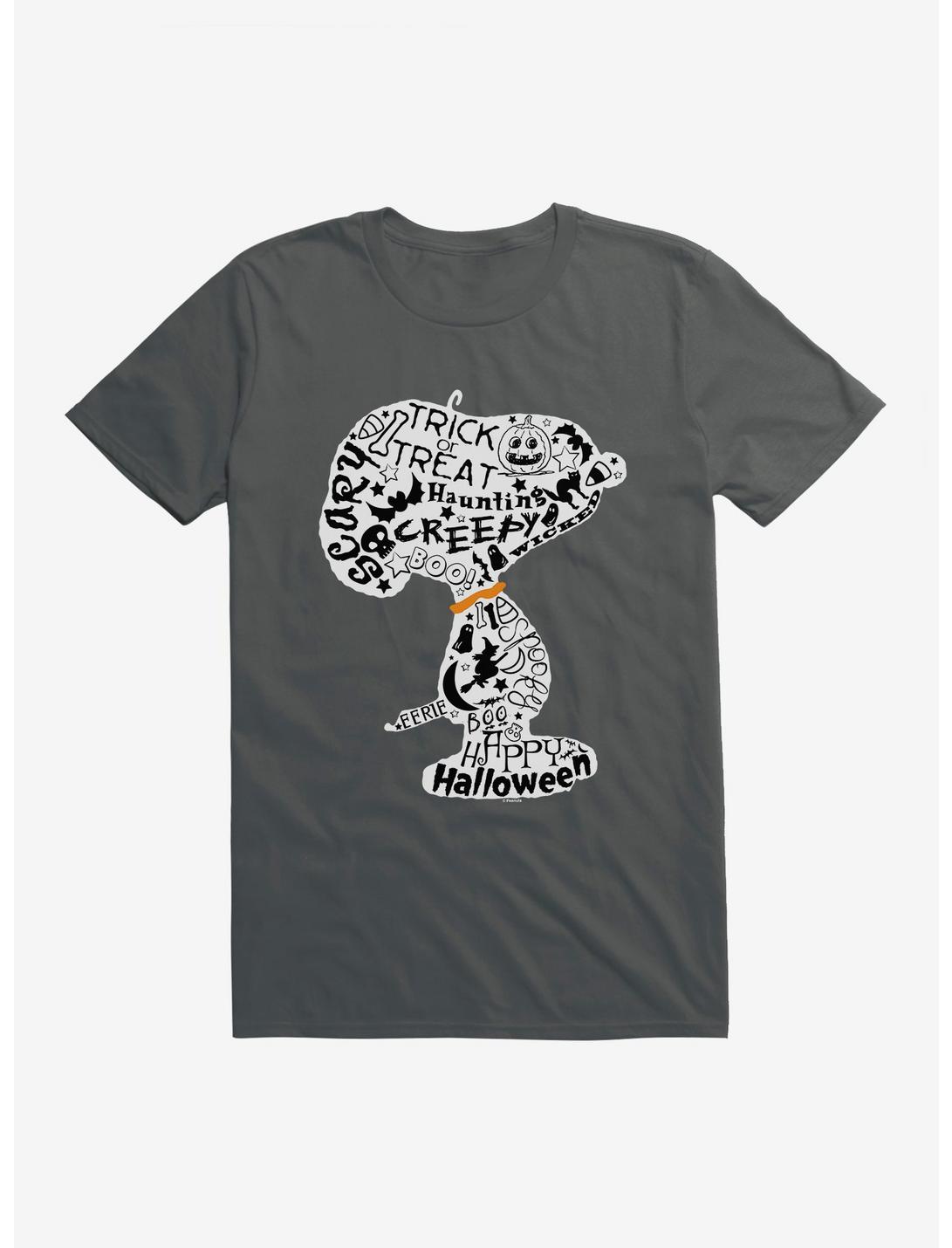Peanuts Snoopy Halloween Word Cloud T-Shirt, CHARCOAL, hi-res