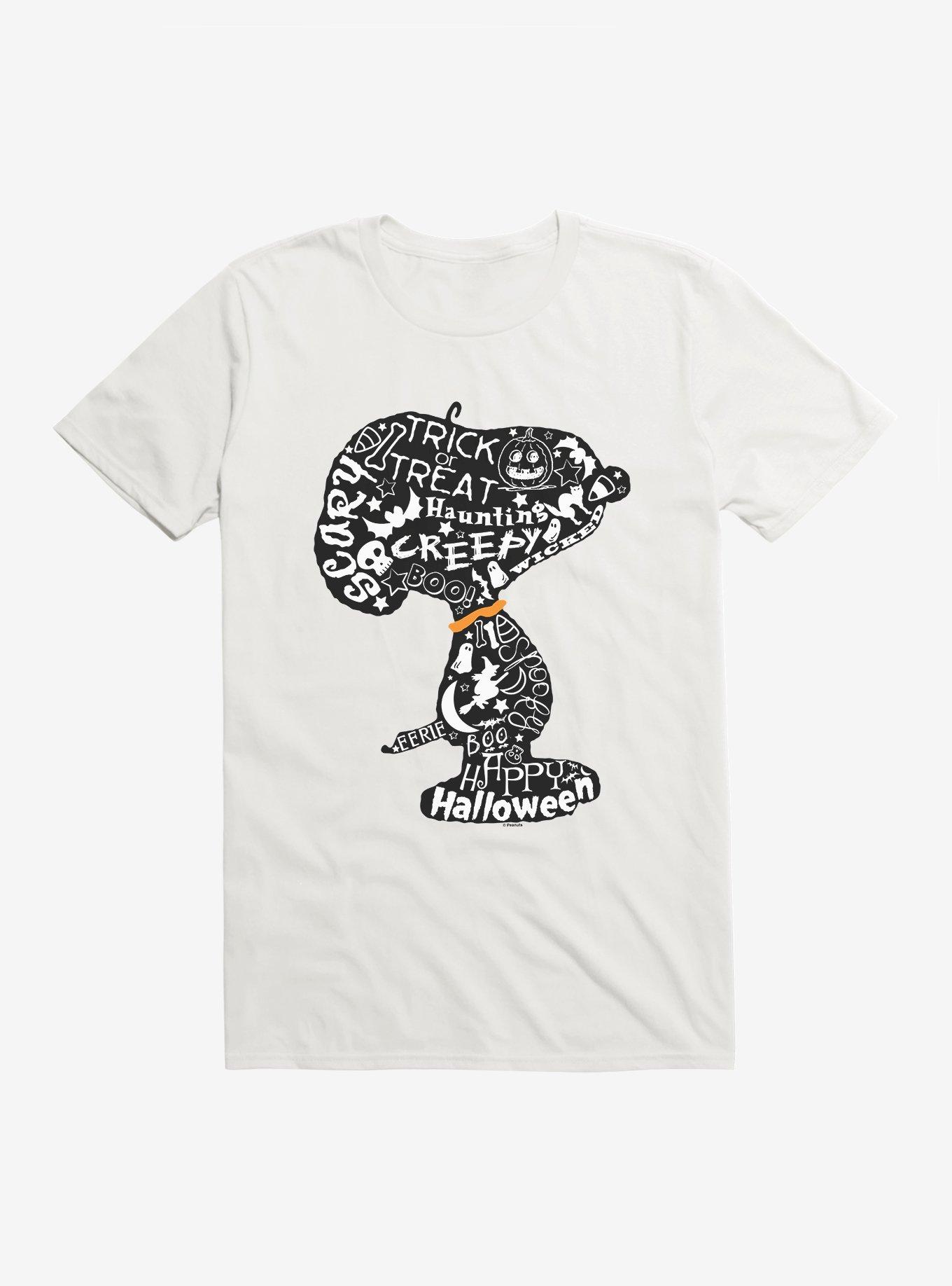 Peanuts Snoopy Halloween Word Cloud T-Shirt