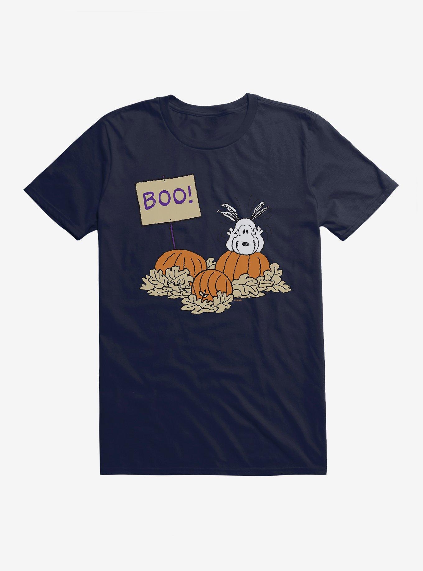 Peanuts Snoopy Pumpkin Patch Boo T-Shirt, NAVY, hi-res