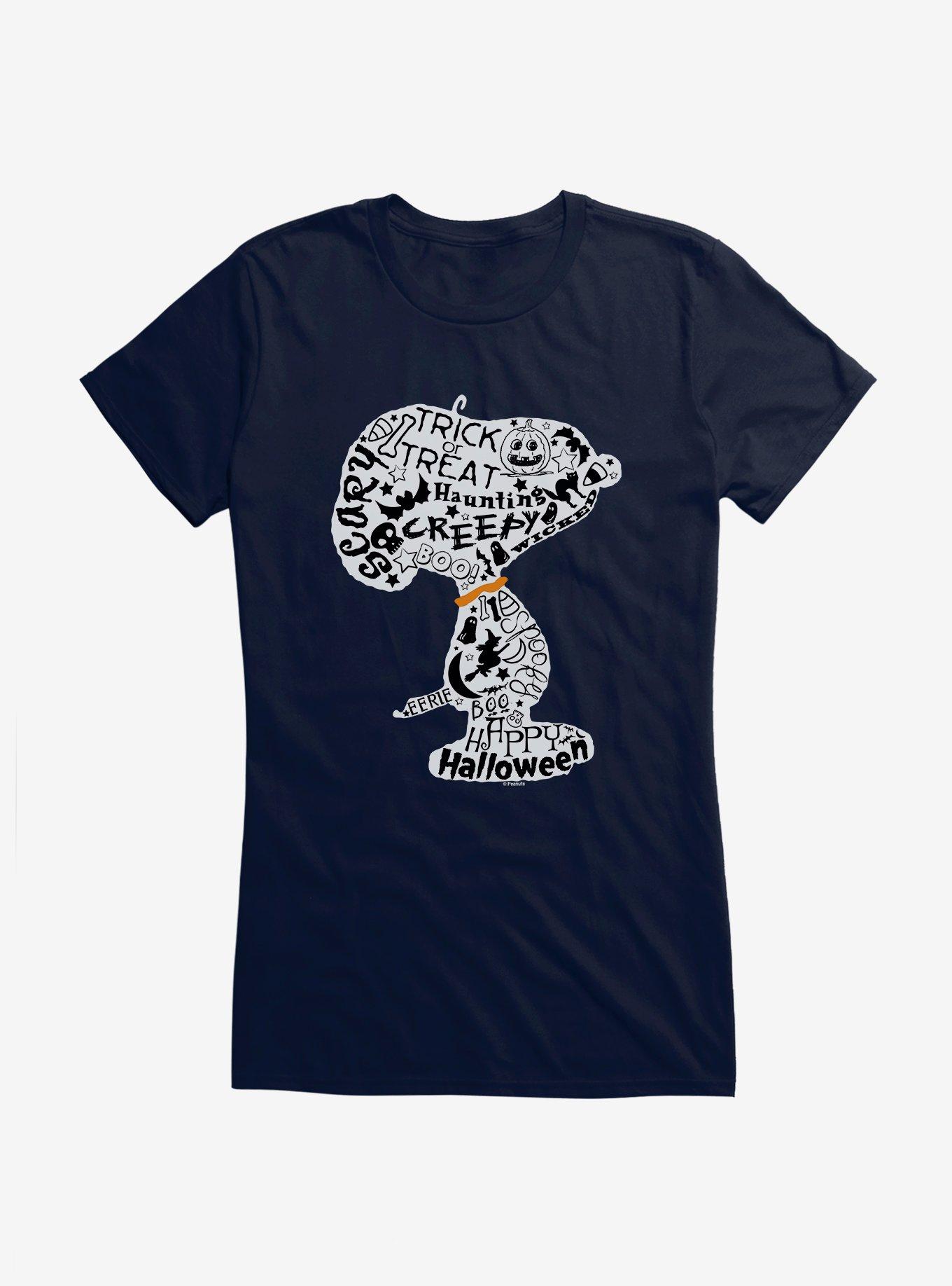 Peanuts Snoopy Halloween Word Cloud Girls T-Shirt