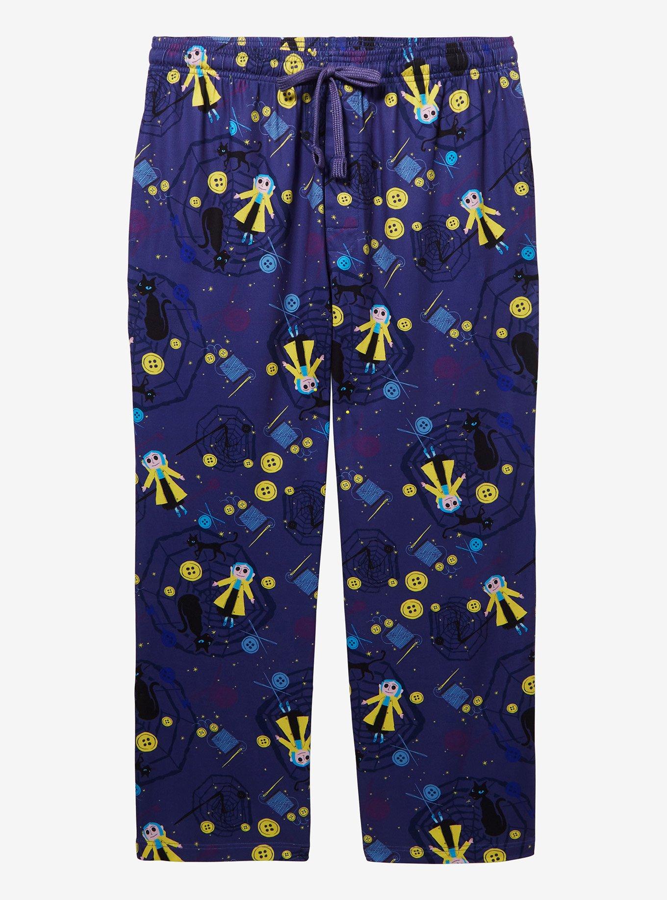 Coraline Buttons & Coraline Doll Allover Print Women's Plus Size Sleep Pants - BoxLunch Exclusive, PURPLE, hi-res